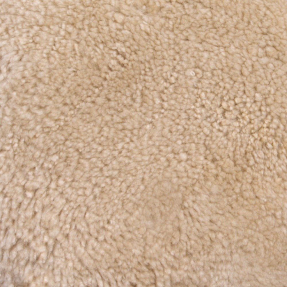 Beige Round Short Pile Sheepskin Cushion