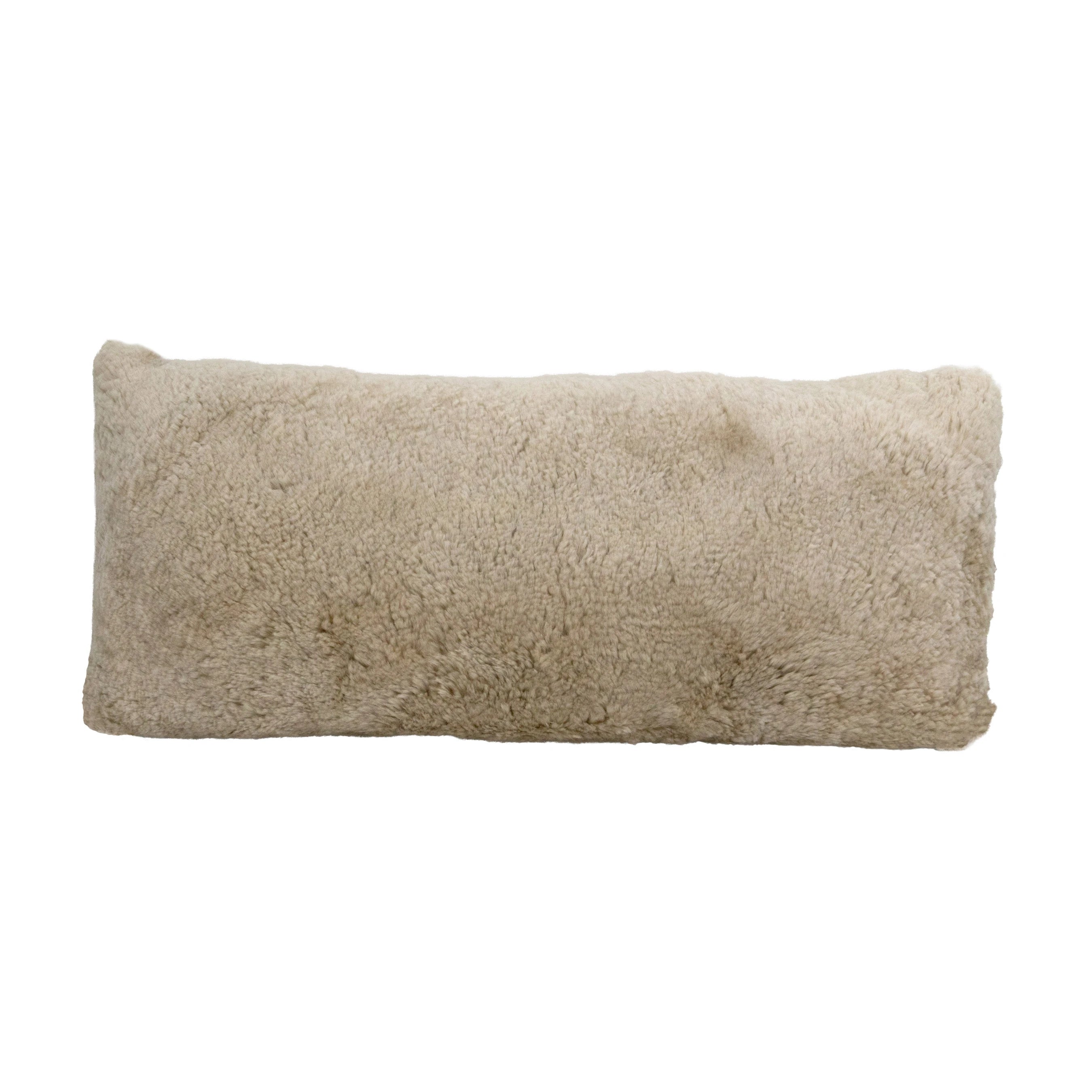 Champagne Long Shearling Genuine Sheepskin Cushion 30 x 70cm