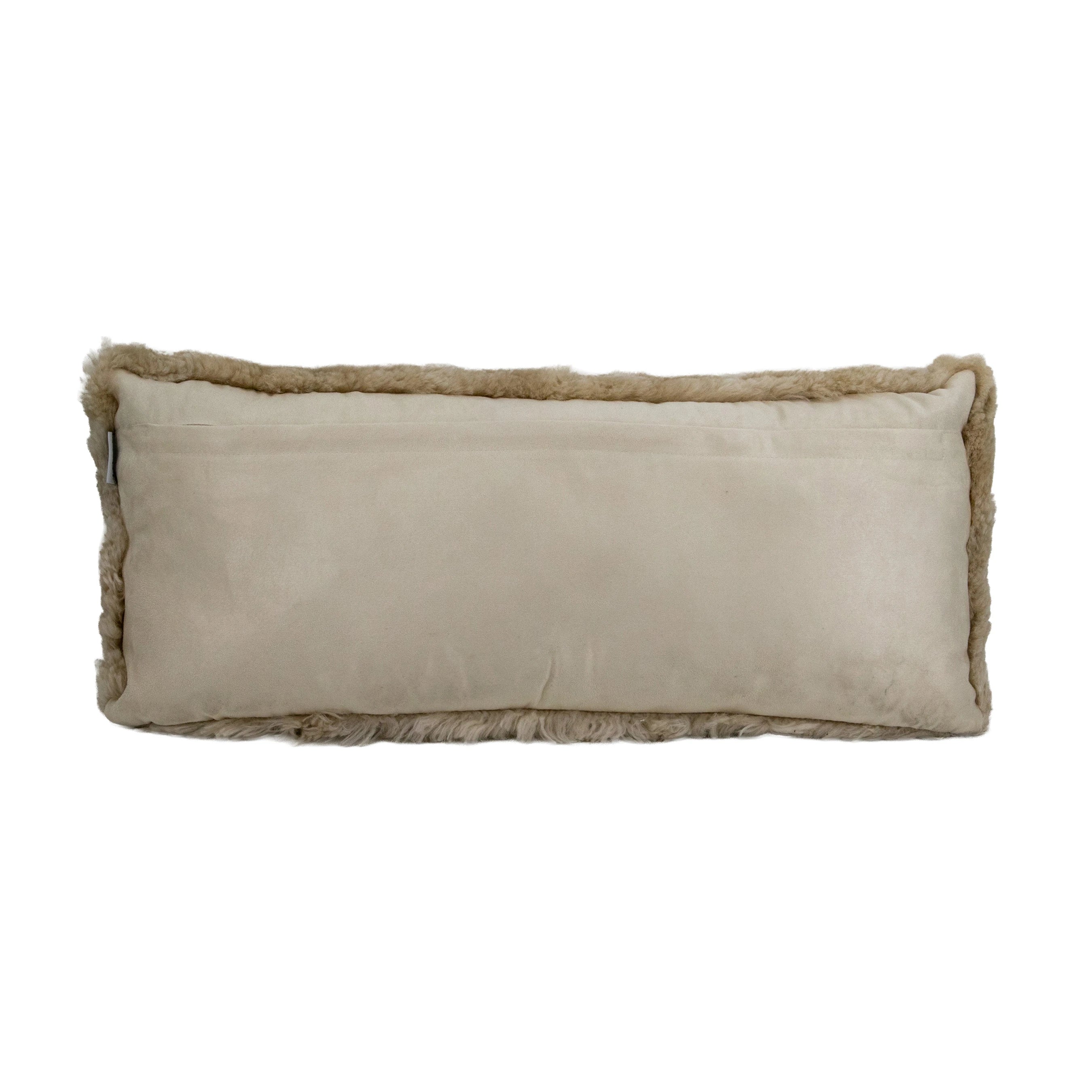Champagne Long Shearling Genuine Sheepskin Cushion 30 x 70cm