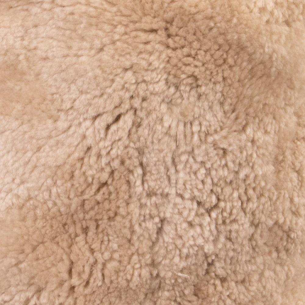 Beige Short Pile Sheepskin Pouf