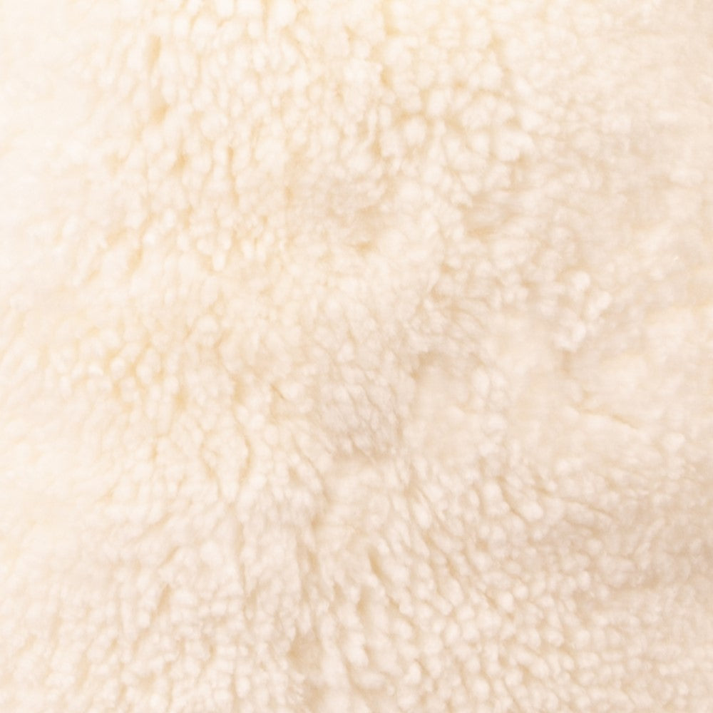 Ivory Short Pile Sheepskin Pouf