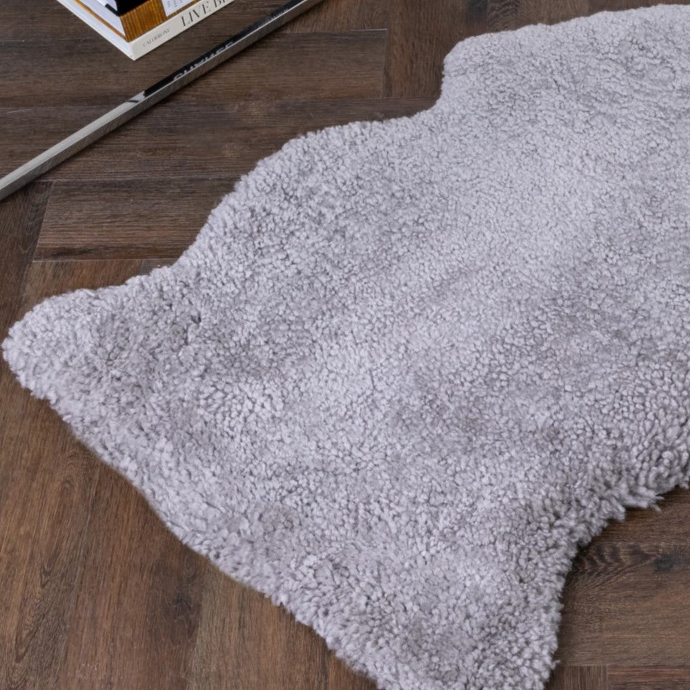 Grey Short Pile Sheepskin Rug