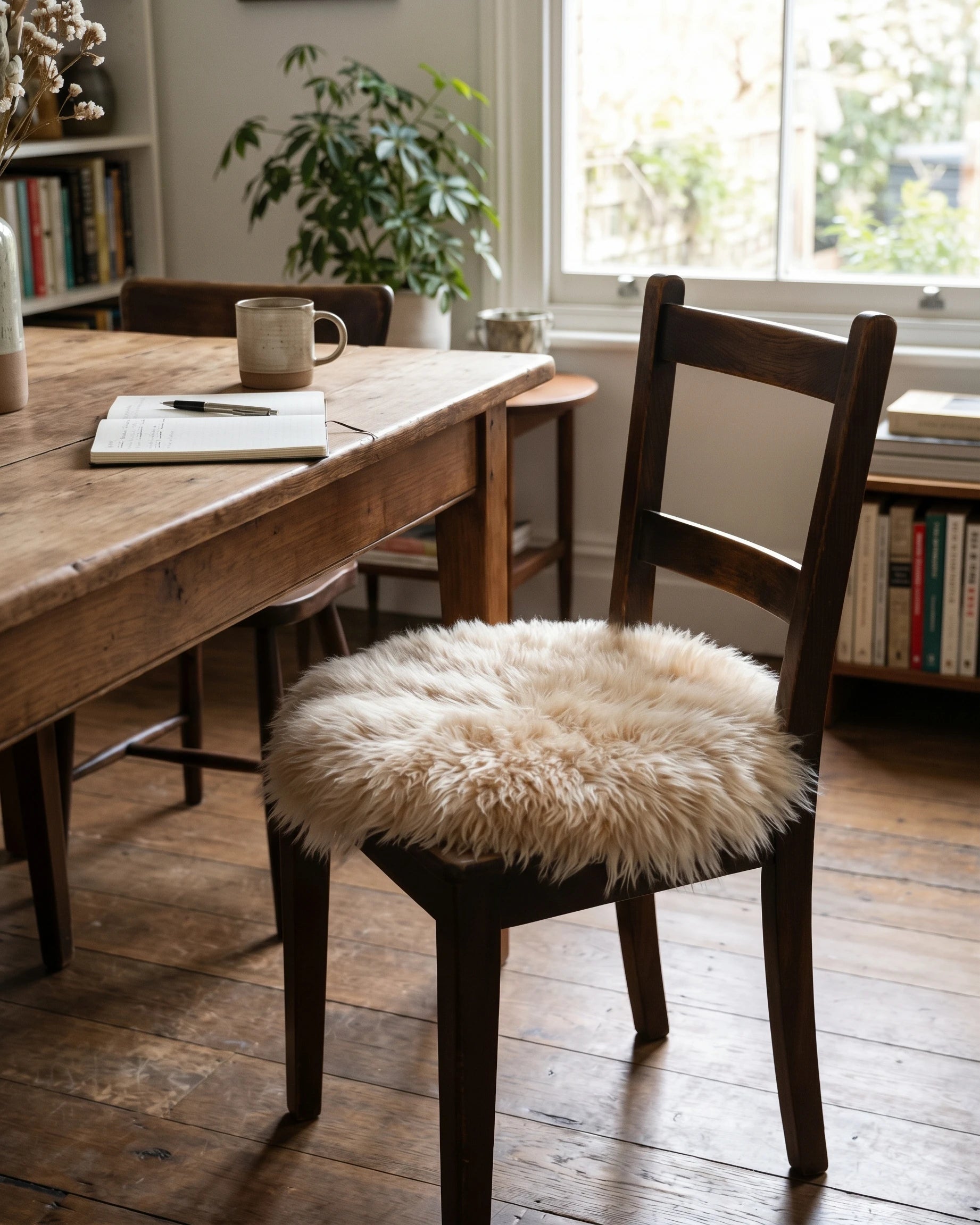 Champagne Round Sheepskin Chair Pad