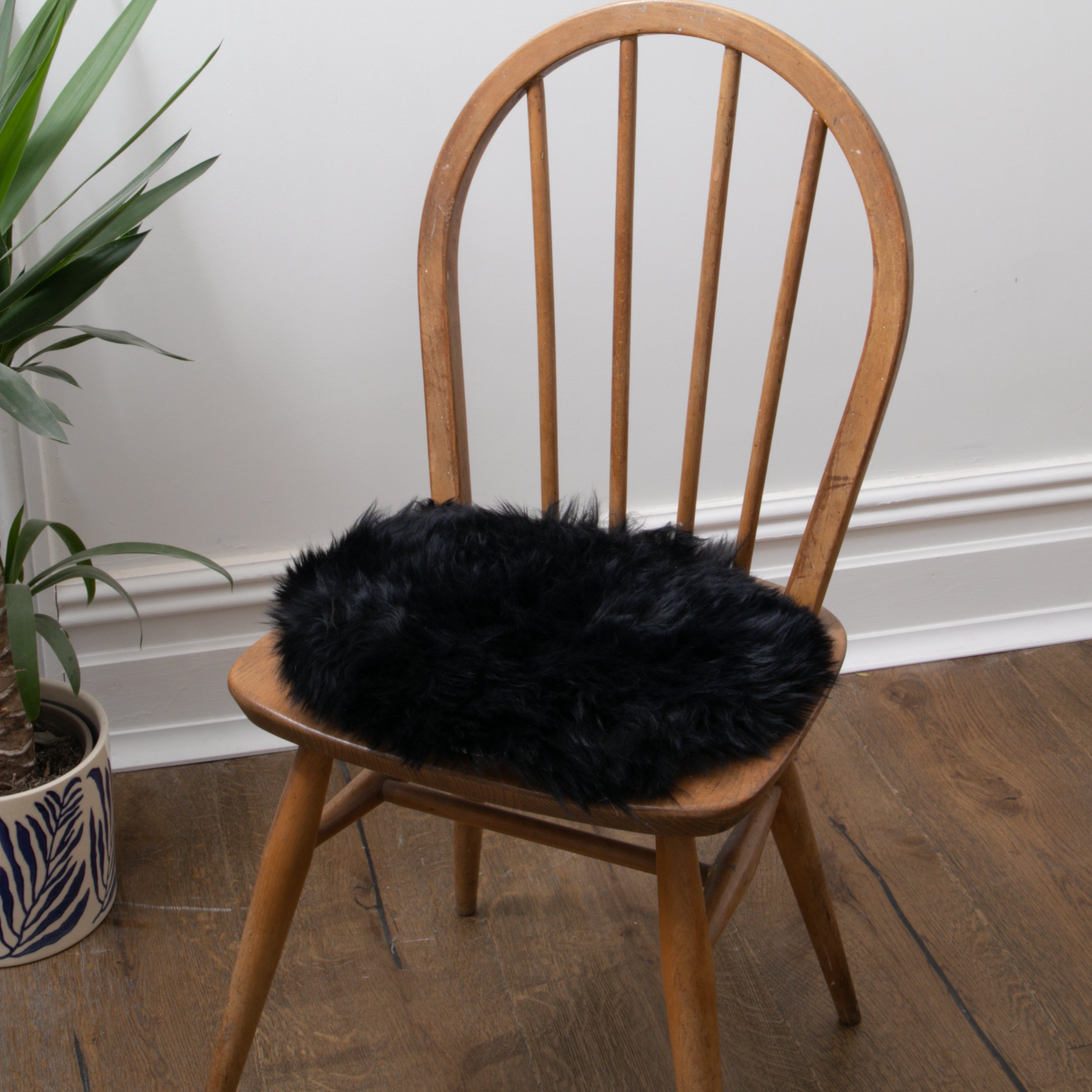 Sheepskin Chair Pad Round Black