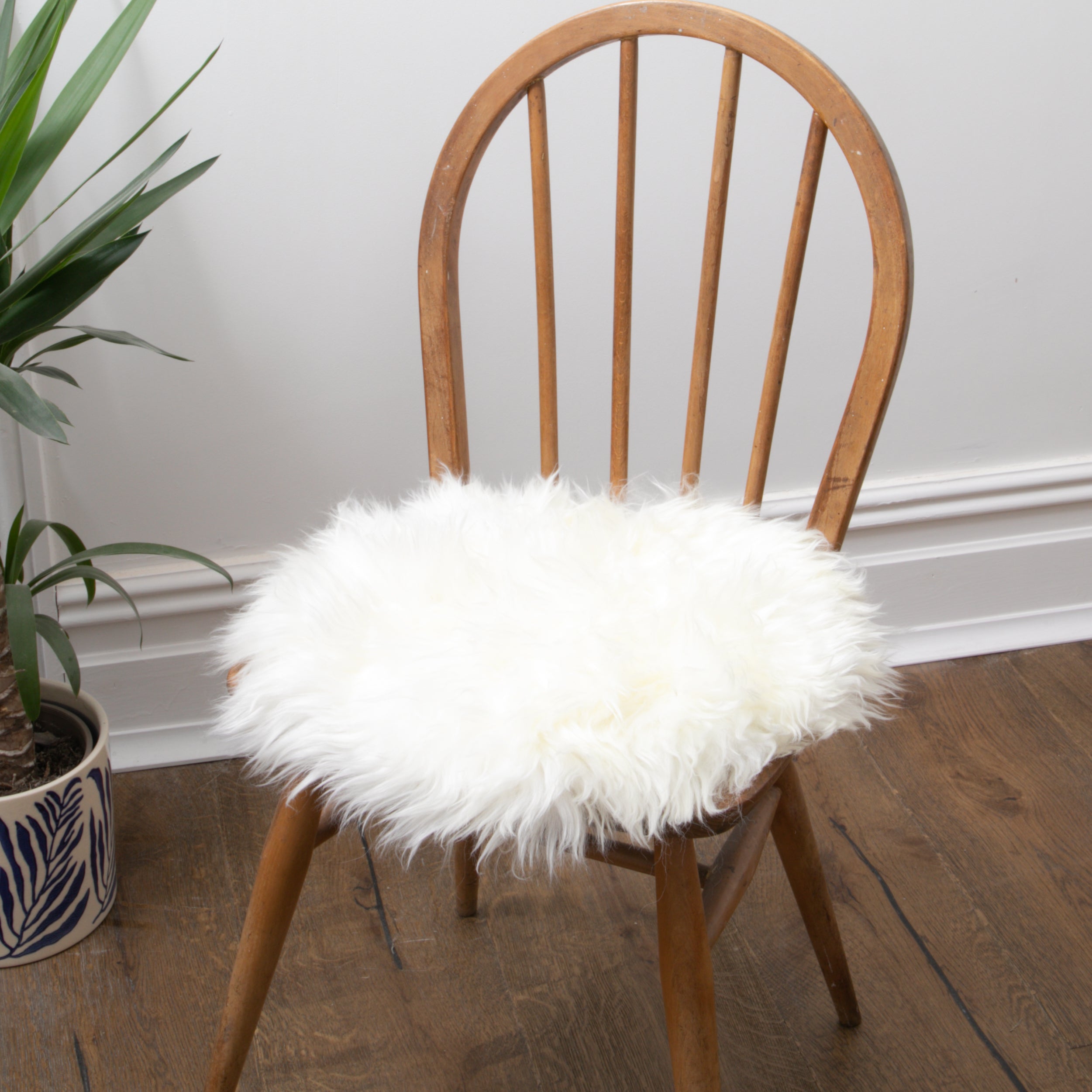 Sheepskin Chair Pad Round Ivory White