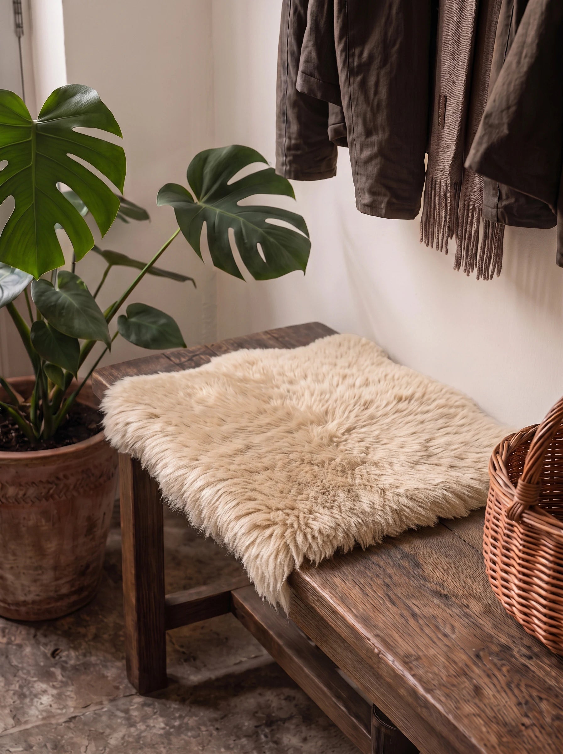 Champagne Square Sheepskin Chair Pad