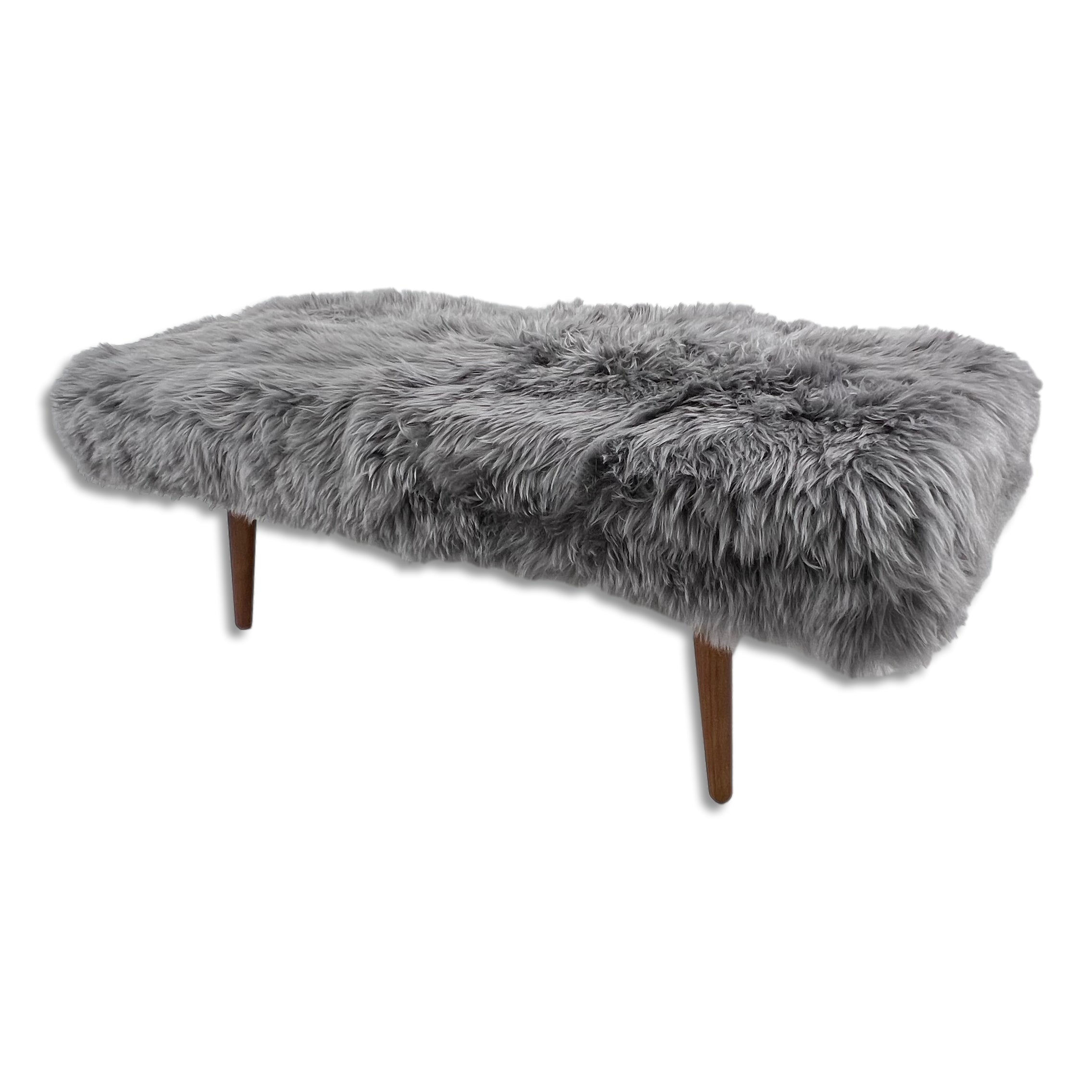 Shearling Sheepskin Grey End Of Bed Bench – Native Natural