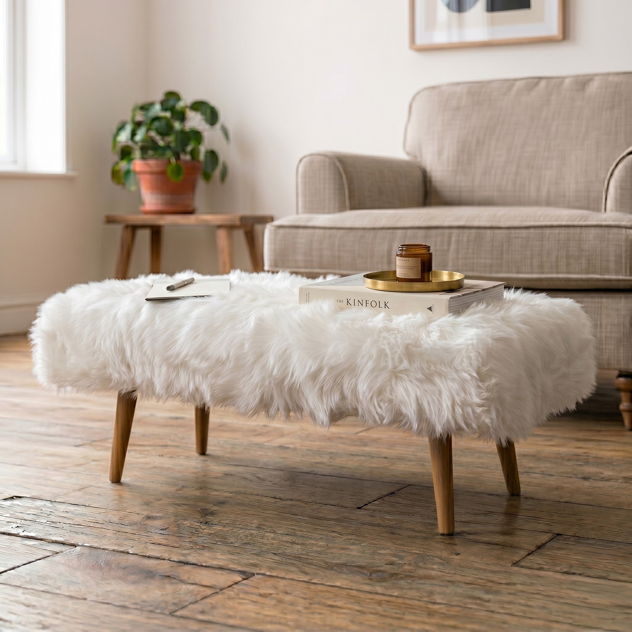 Shearling Sheepskin White End Of Bed Bench