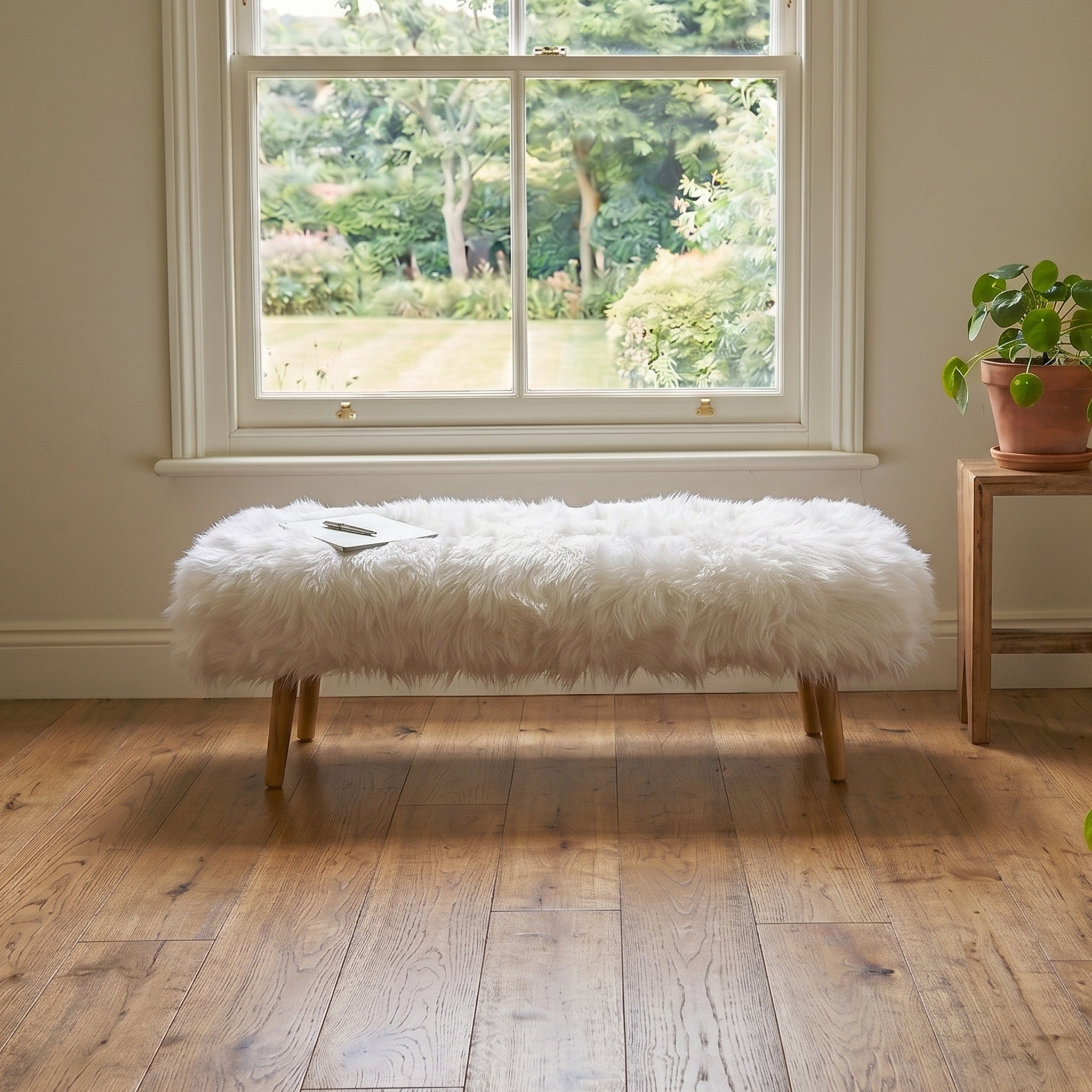 Shearling Sheepskin White End Of Bed Bench