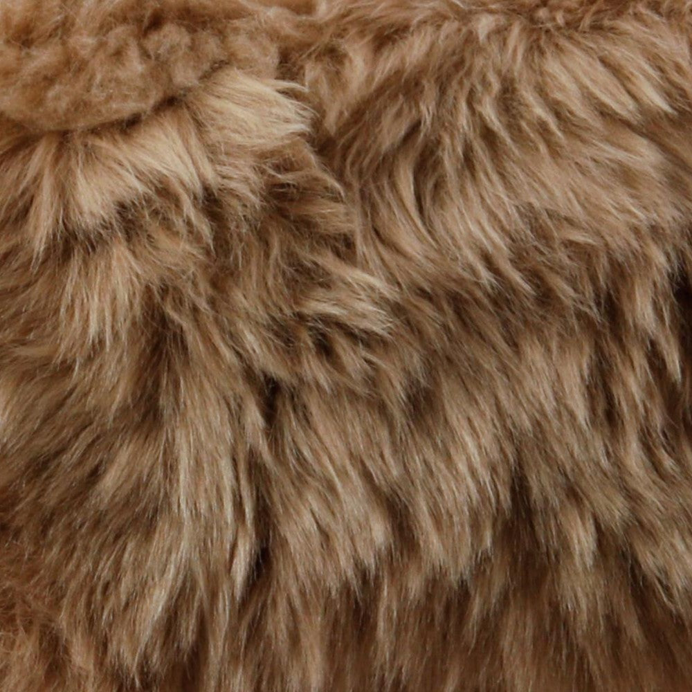 Light Brown Metal Sheepskin Stool