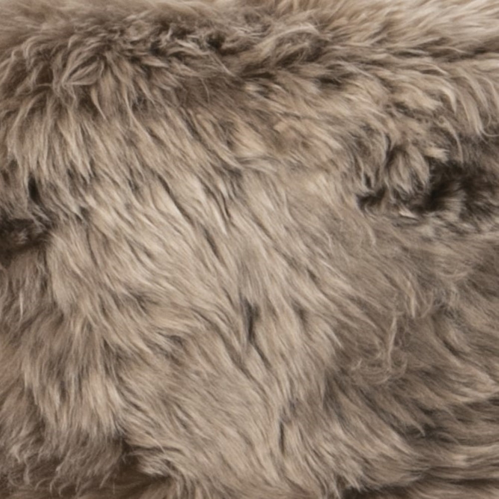 Light Brown Sheepskin Wood Stool - Light Wood