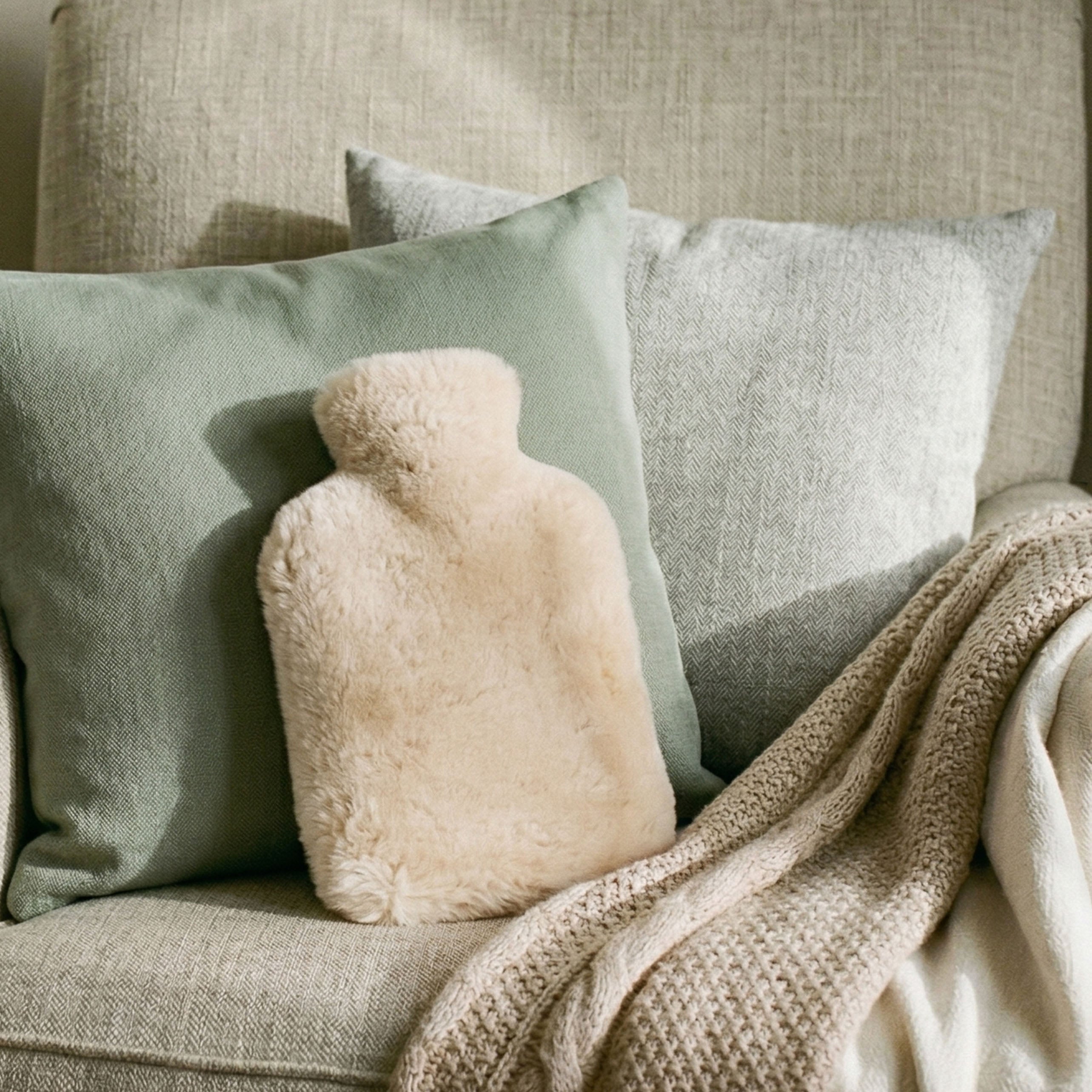 Beige Sheepskin Hot Water Bottle