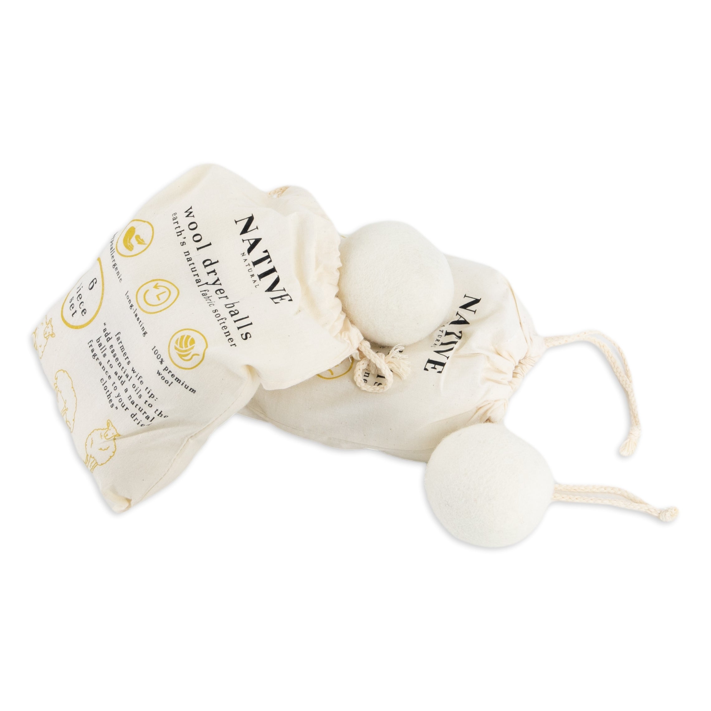 Wool Dryer Balls - Set of 6