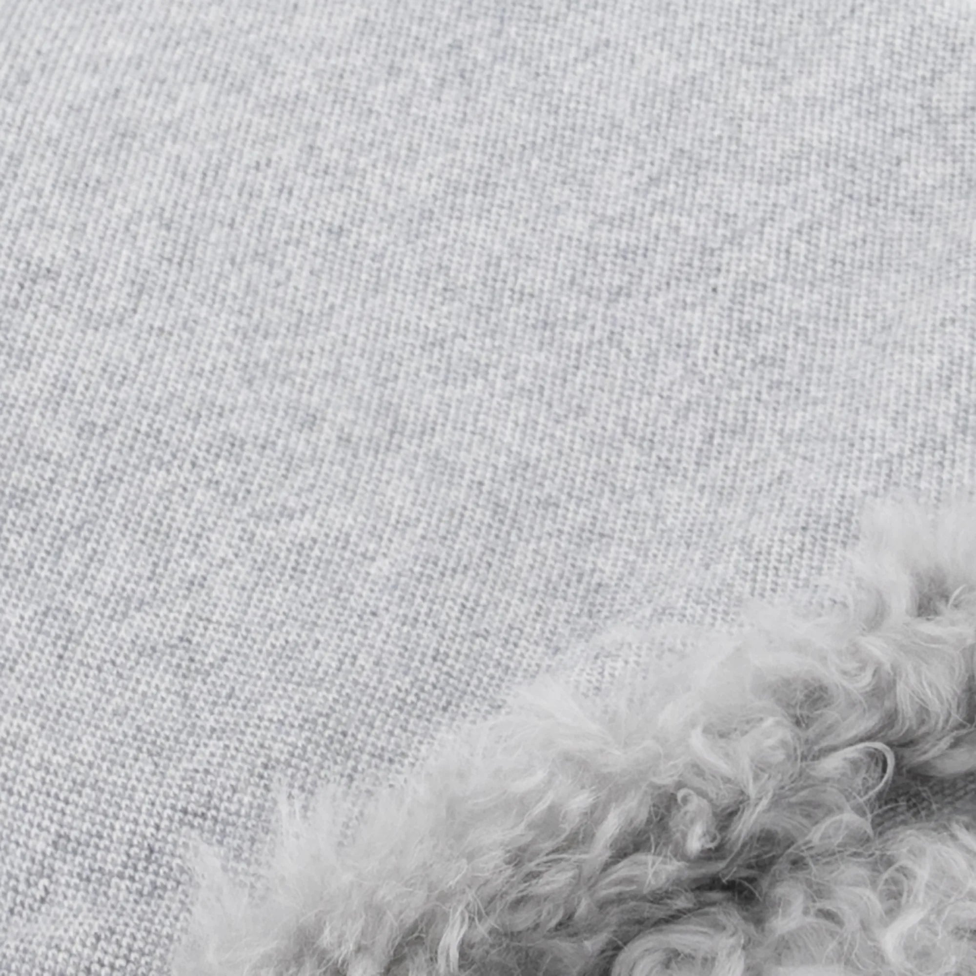Woven Grey Wool Blanket Sheepskin Trim