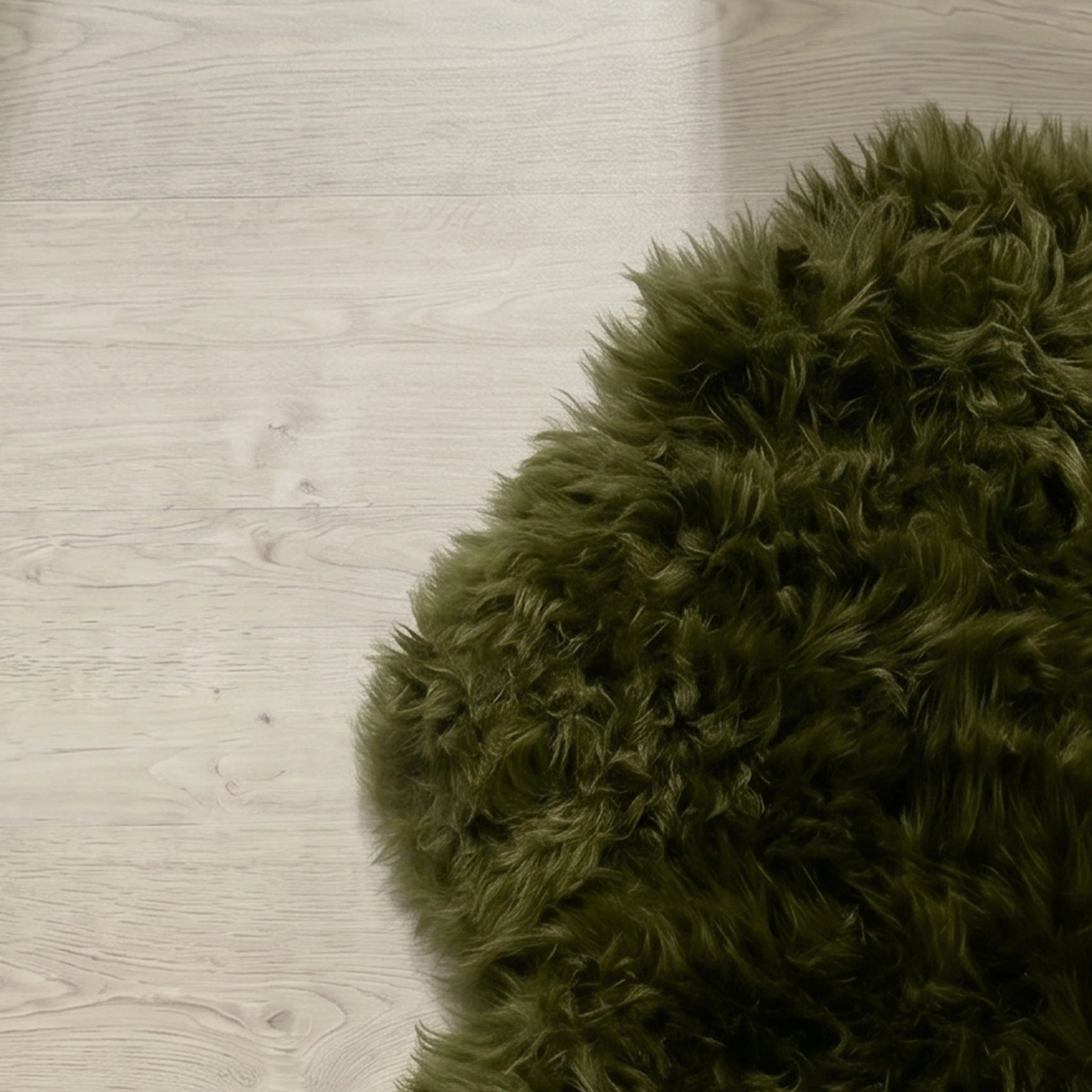 Double Olive Green Sheepskin Rug