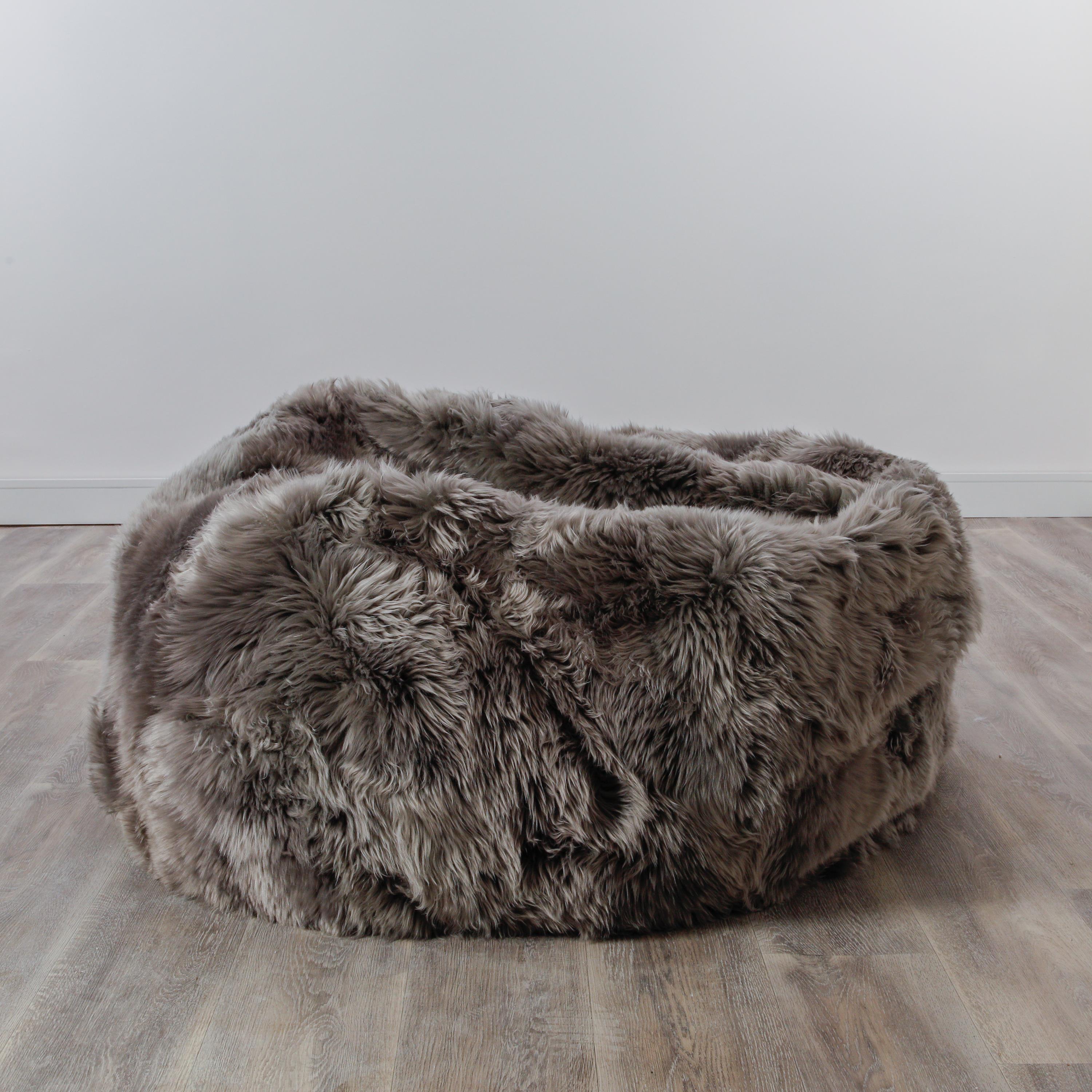 Luxurious Large Grey Sheepskin Beanbag