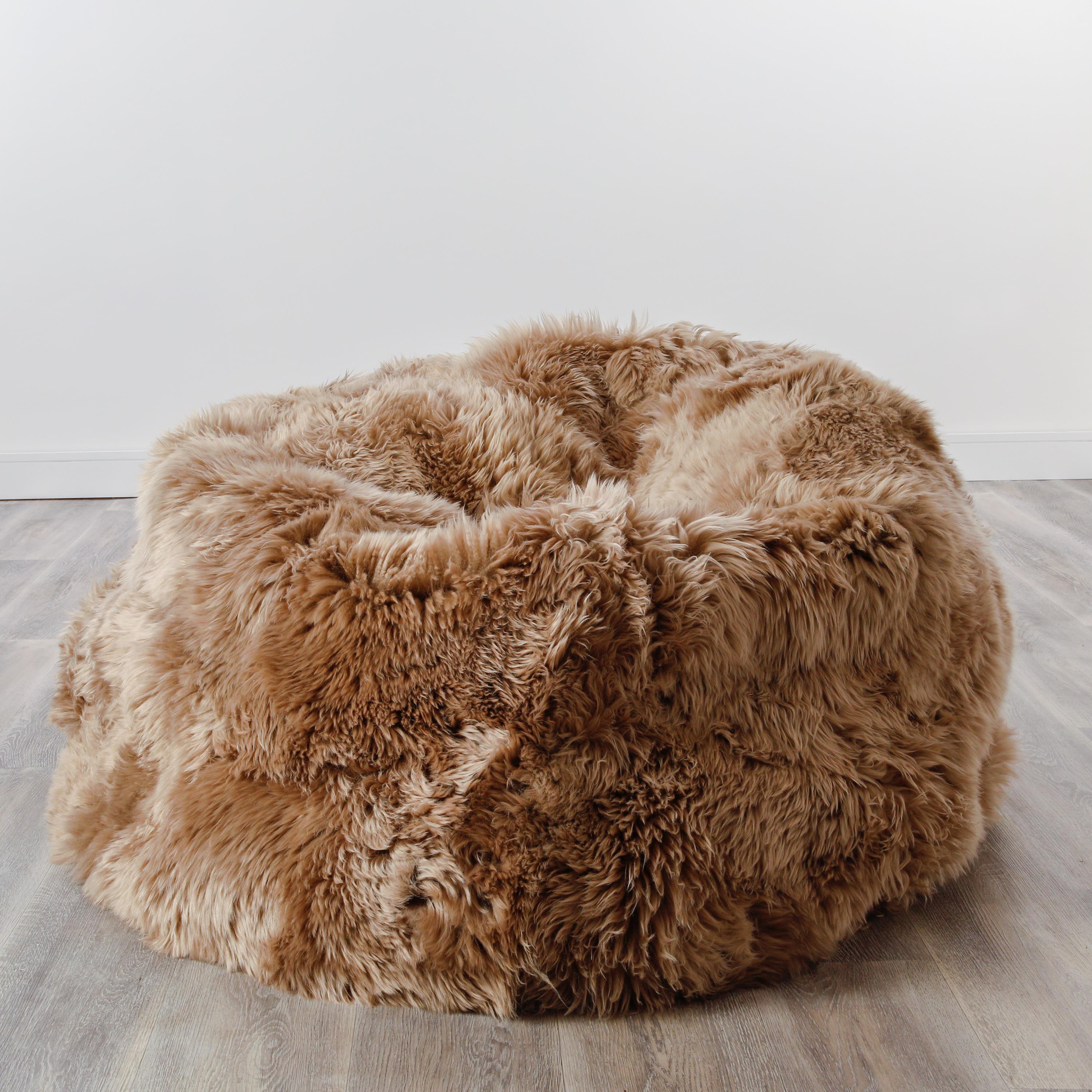 Luxurious Large Light Brown Sheepskin Beanbag