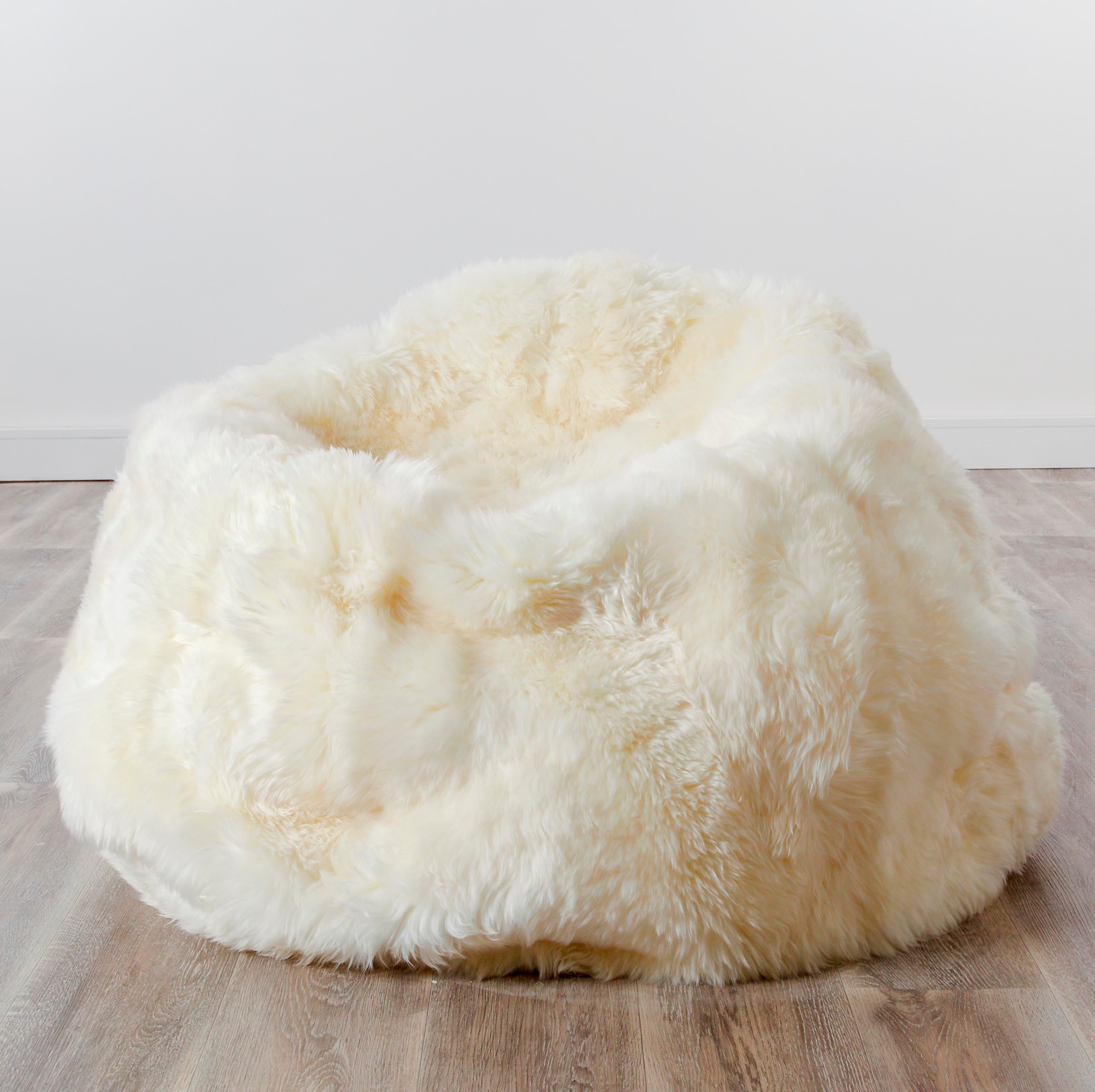 Luxurious Large Natural White Sheepskin Beanbag