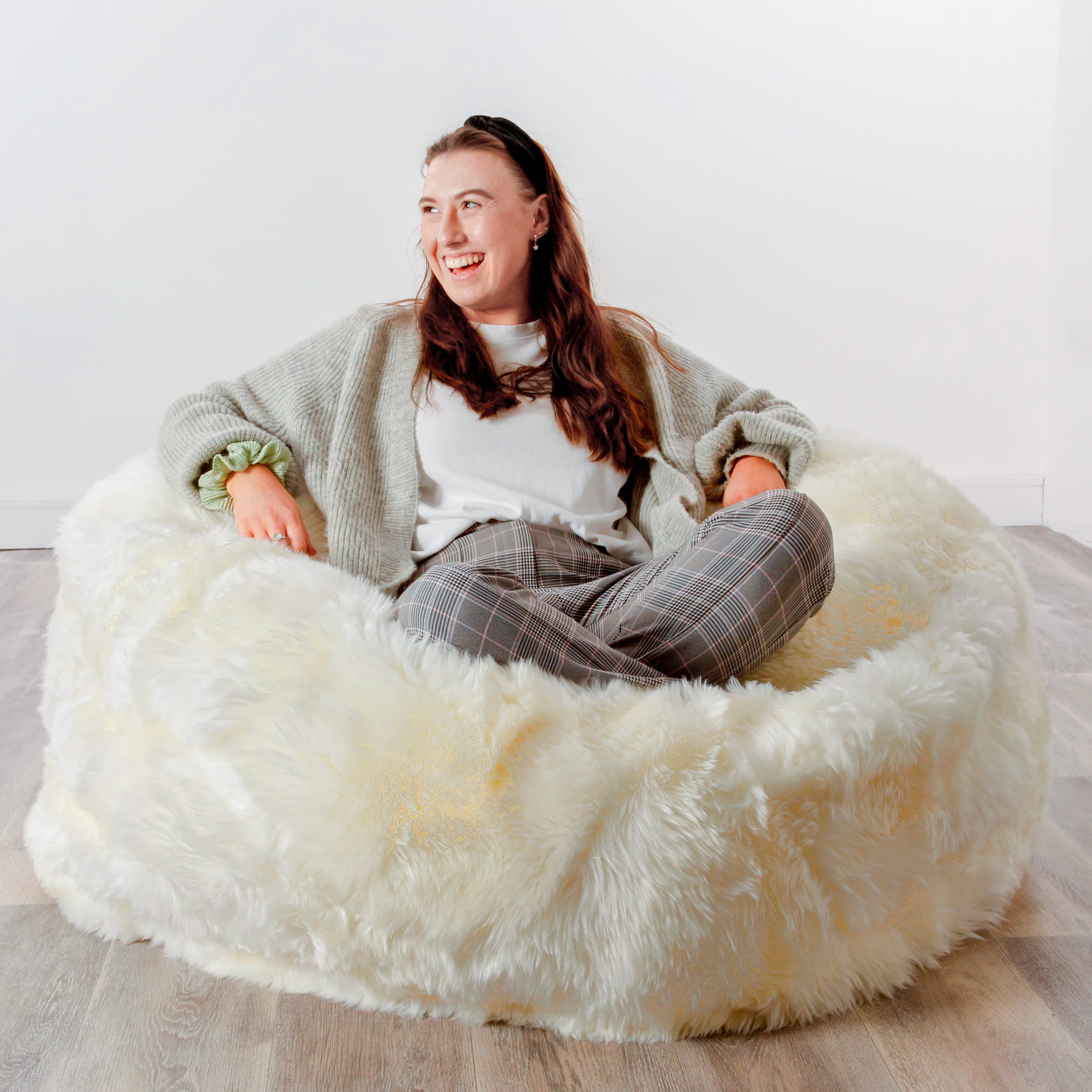 Luxurious Large Natural White Sheepskin Beanbag