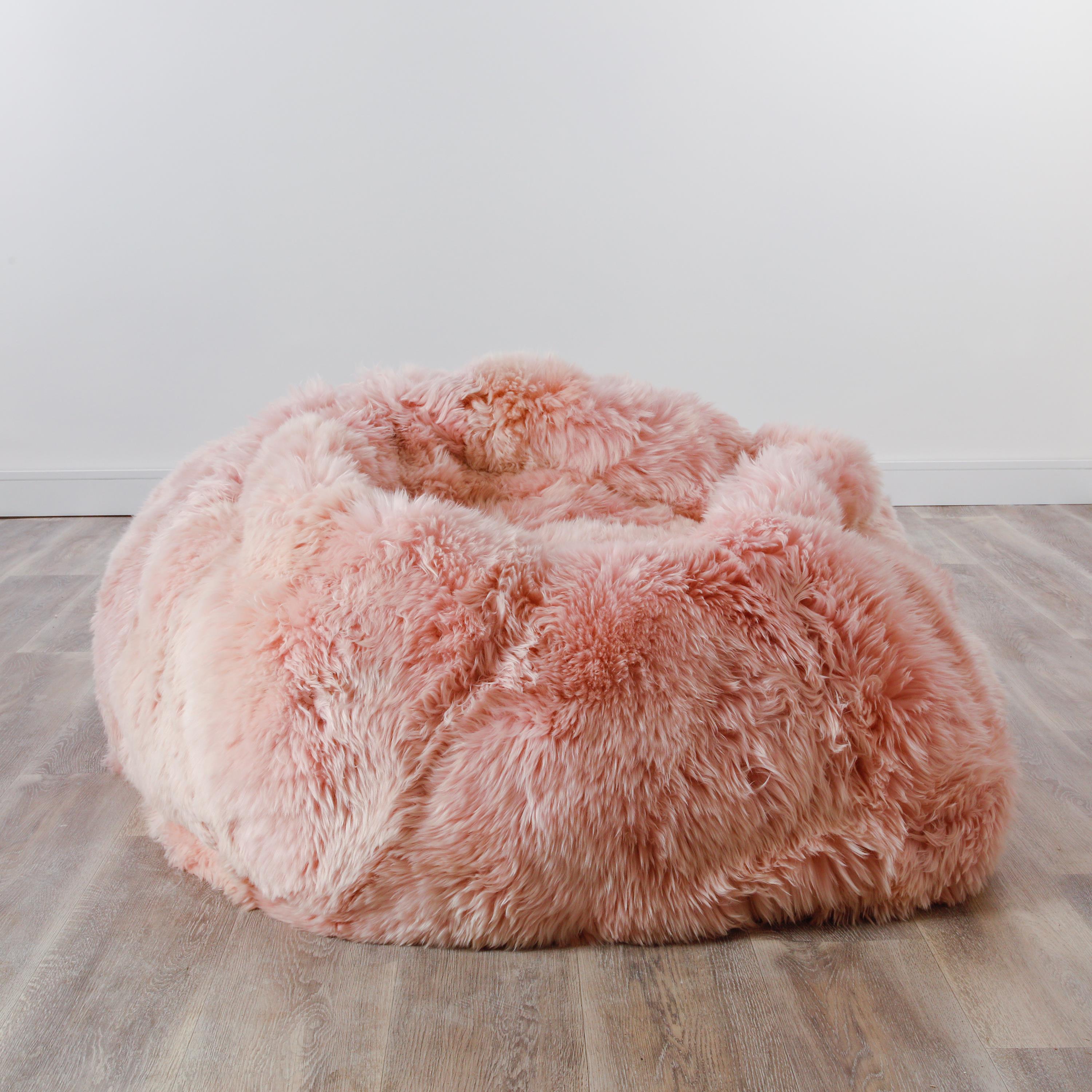 Luxurious Large Blush Pink Sheepskin Beanbag