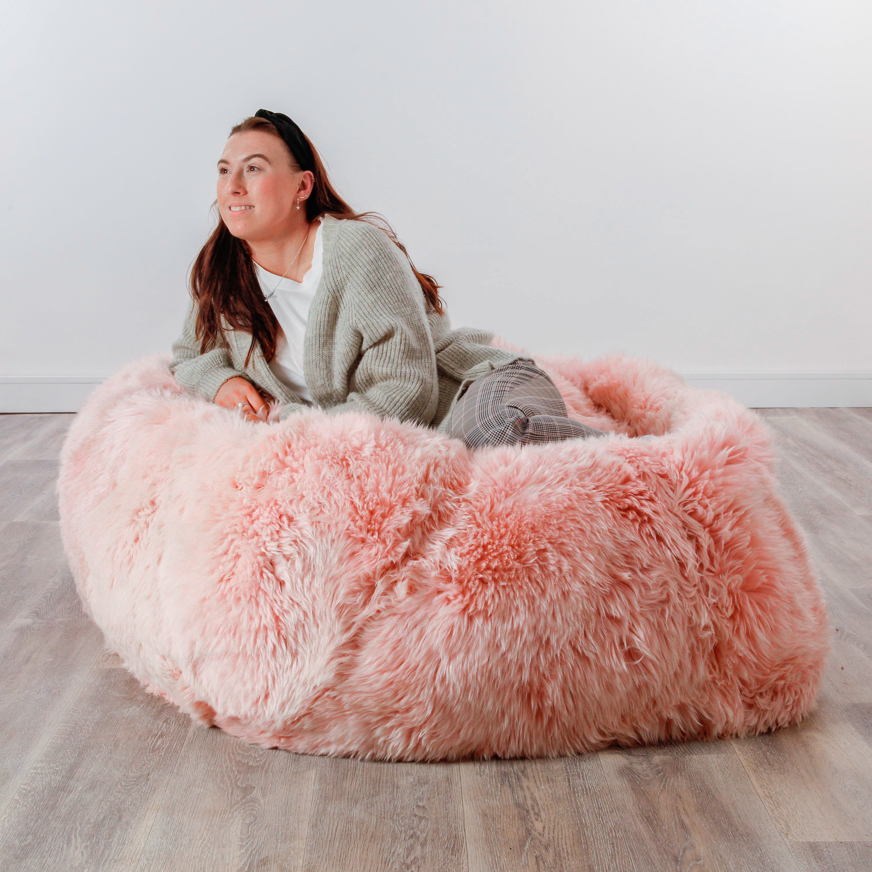 Luxurious Large Blush Pink Sheepskin Beanbag