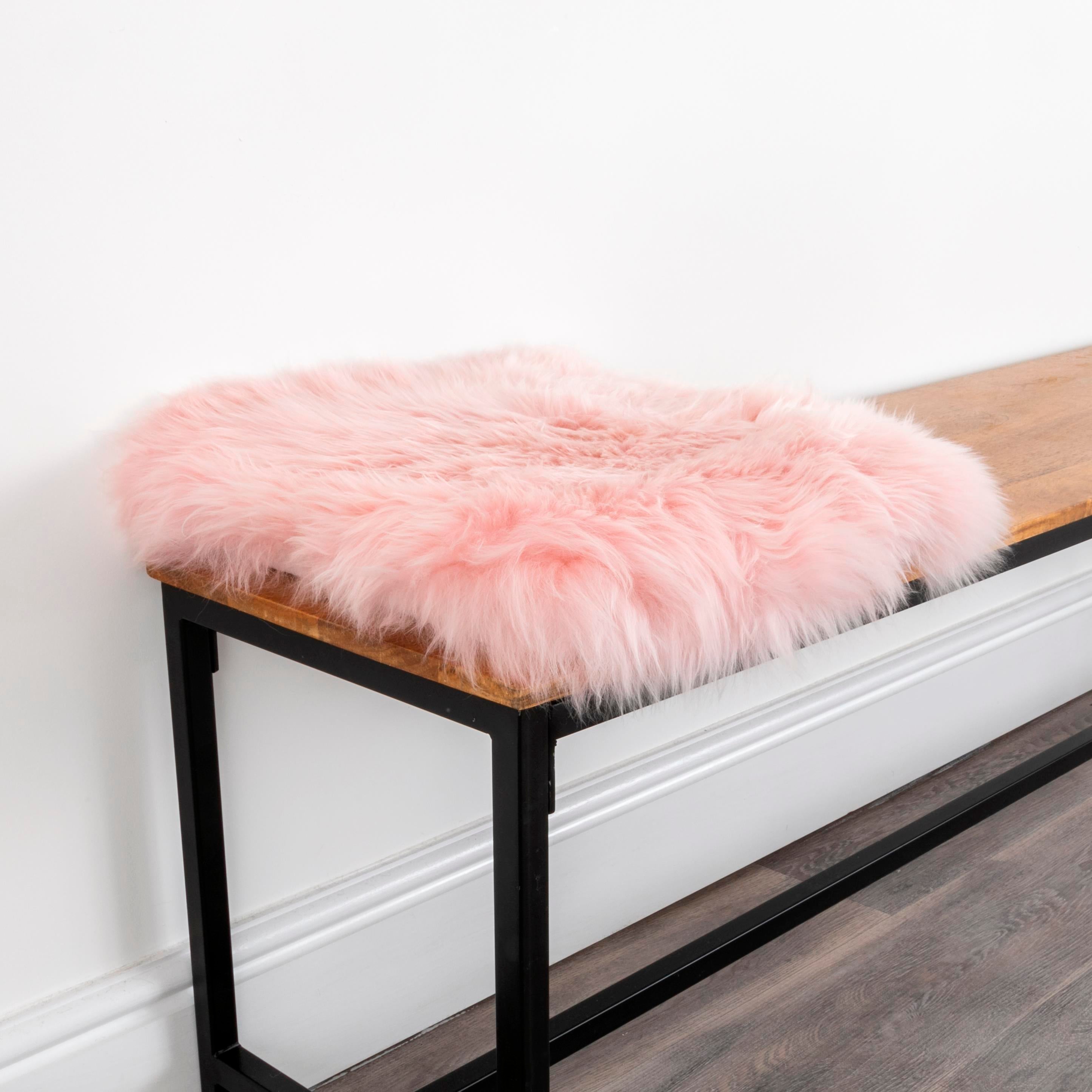 Pink Square Sheepskin Chair Pad
