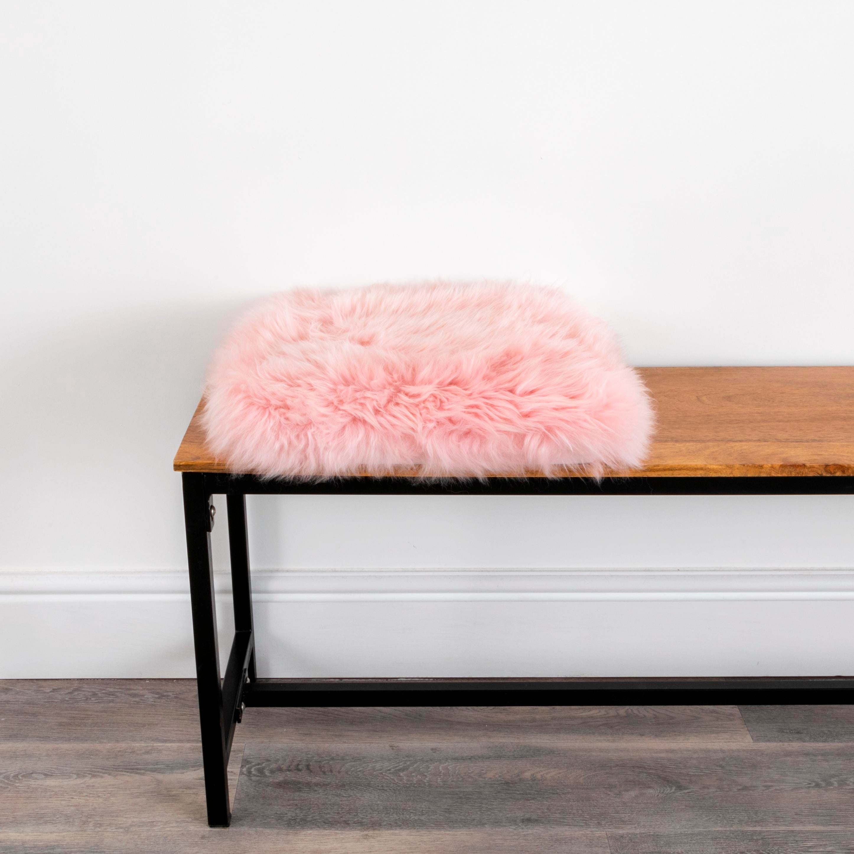 Pink Square Sheepskin Chair Pad