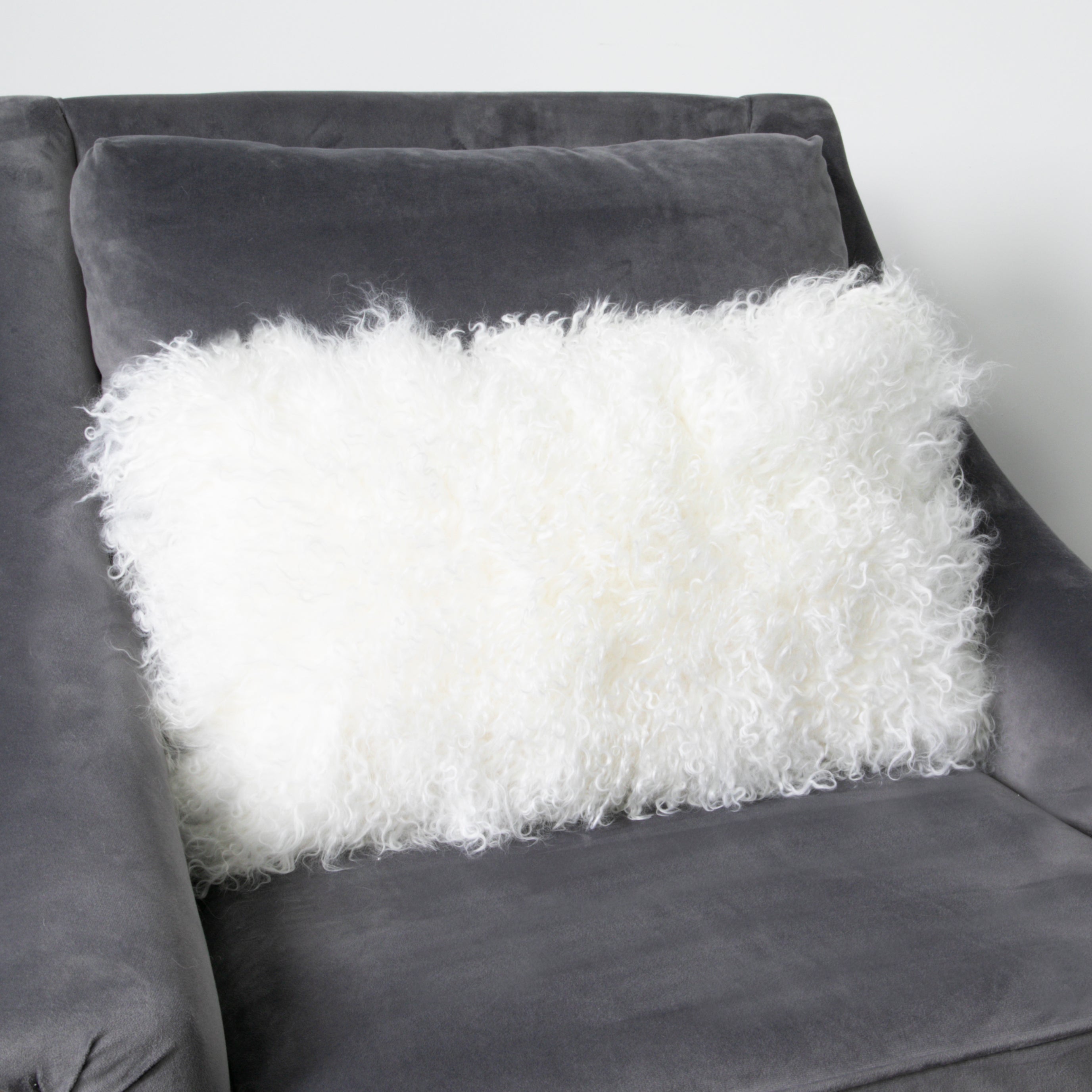 Natural White Curly Sheepskin Cushion 30x50cm