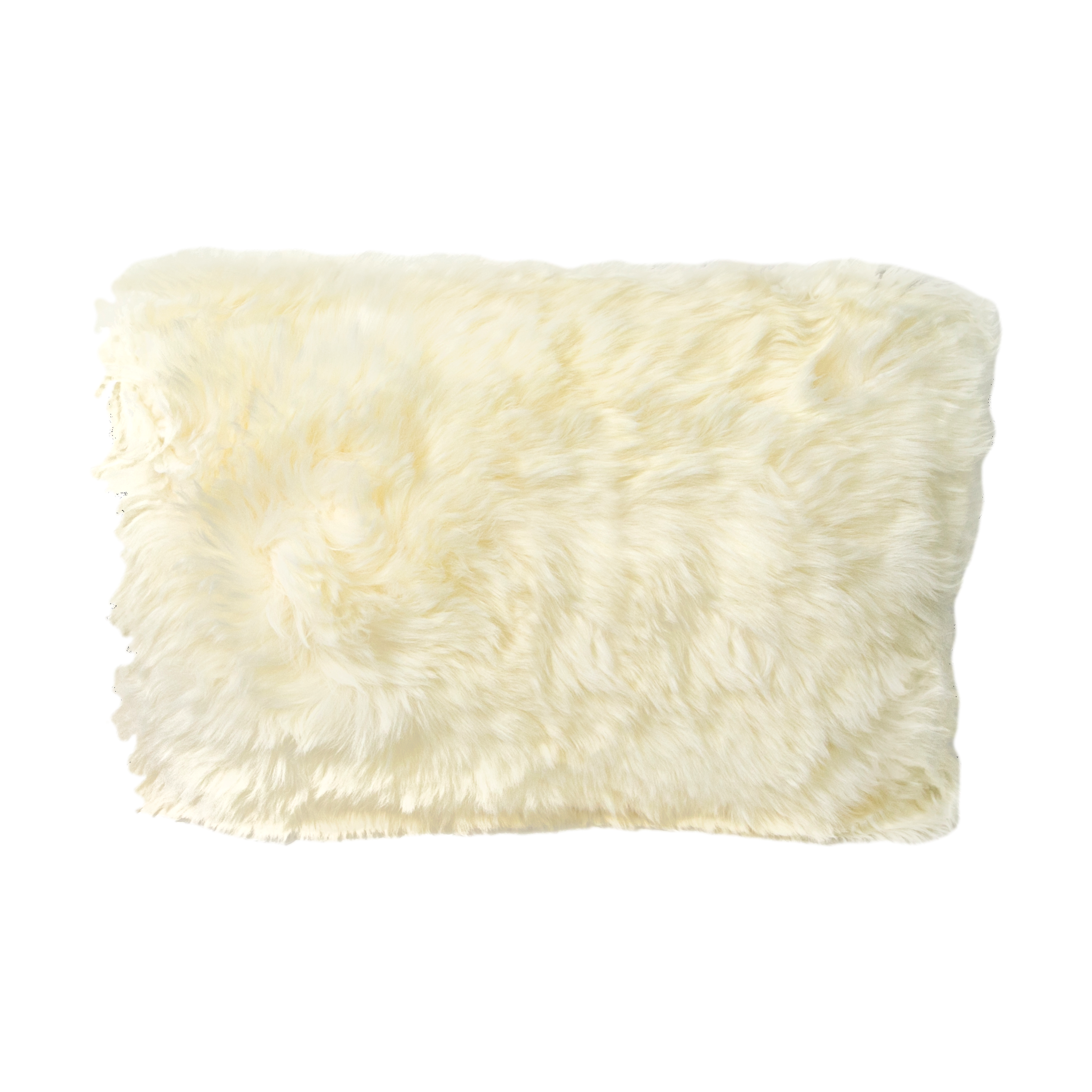 Natural White Long Hair Sheepskin Cushion 30x50cm