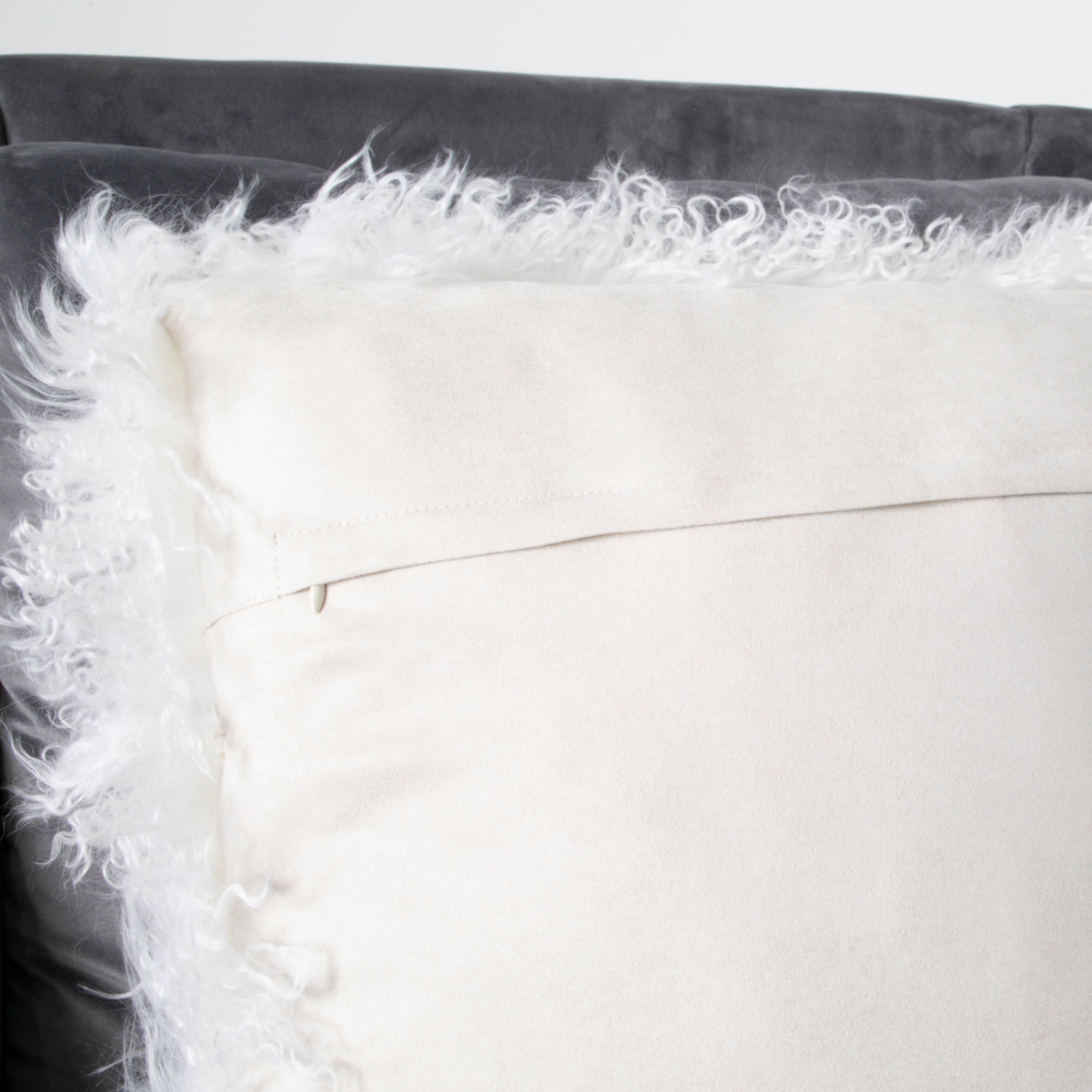 Natural White Curly Sheepskin Cushion 45x45cm