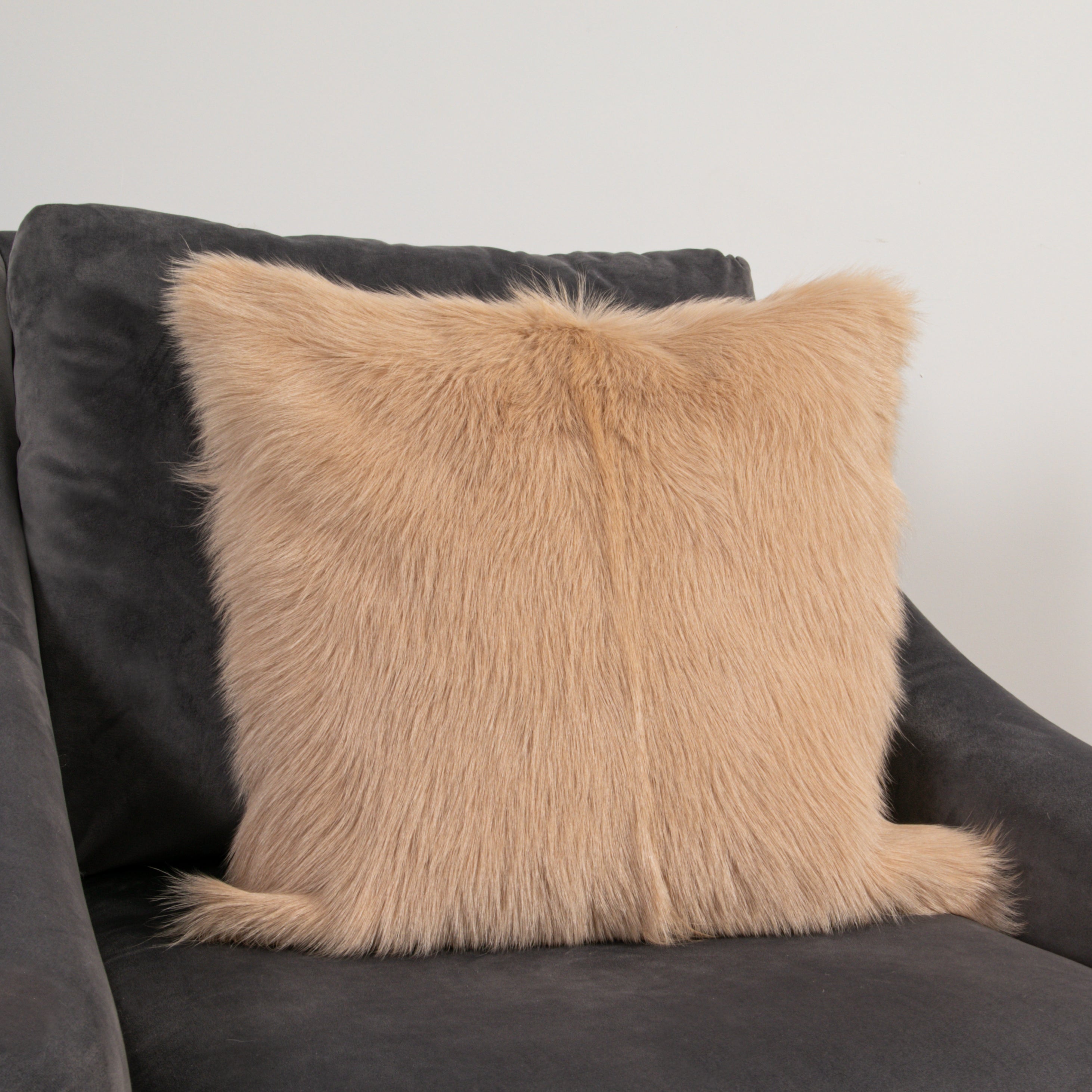 Cream Goatskin Square Cushion - 45x45cm