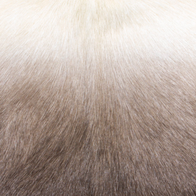 Ivory/Brown Goatskin Ombré Pouf
