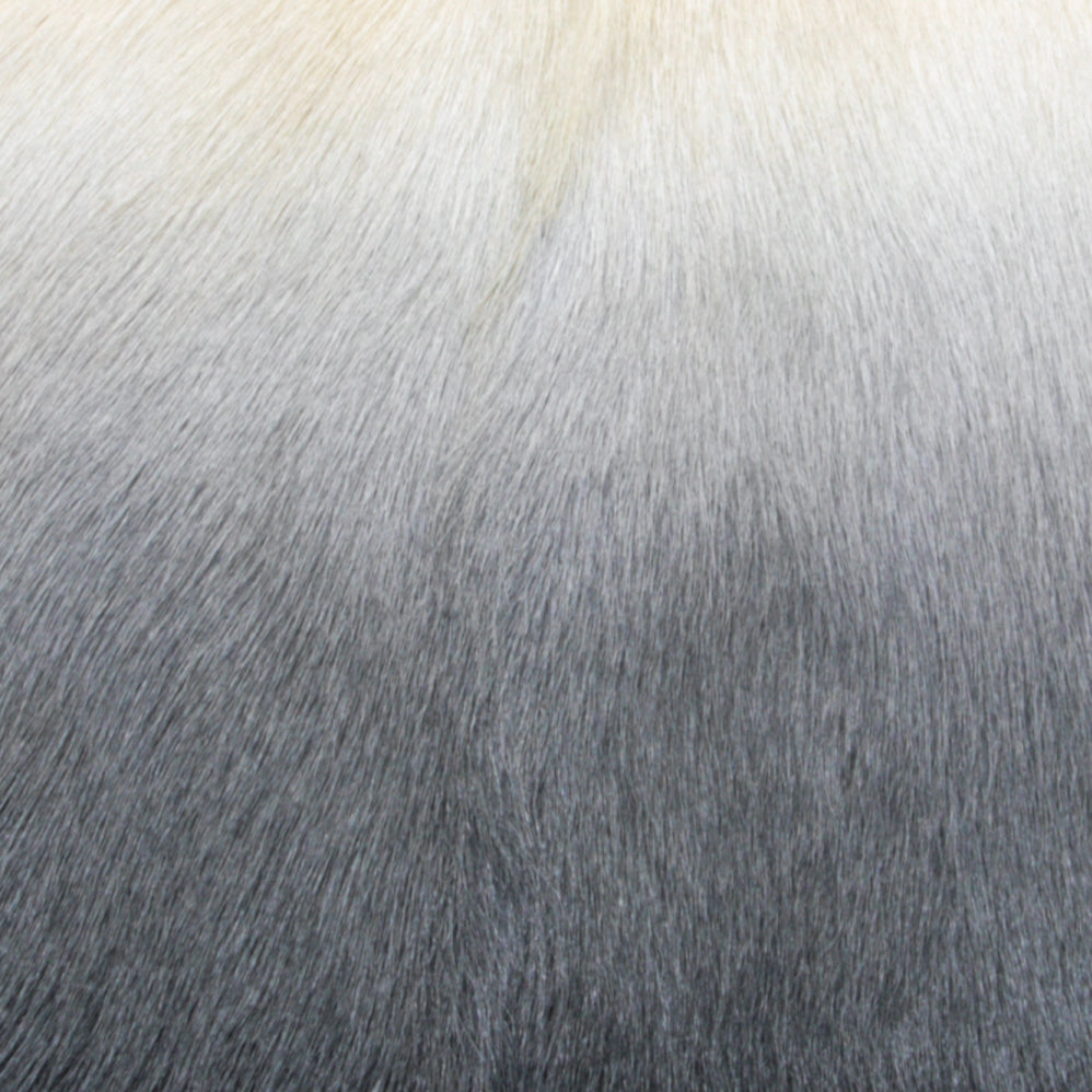 Ivory/Charcoal Goatskin Ombré Pouf
