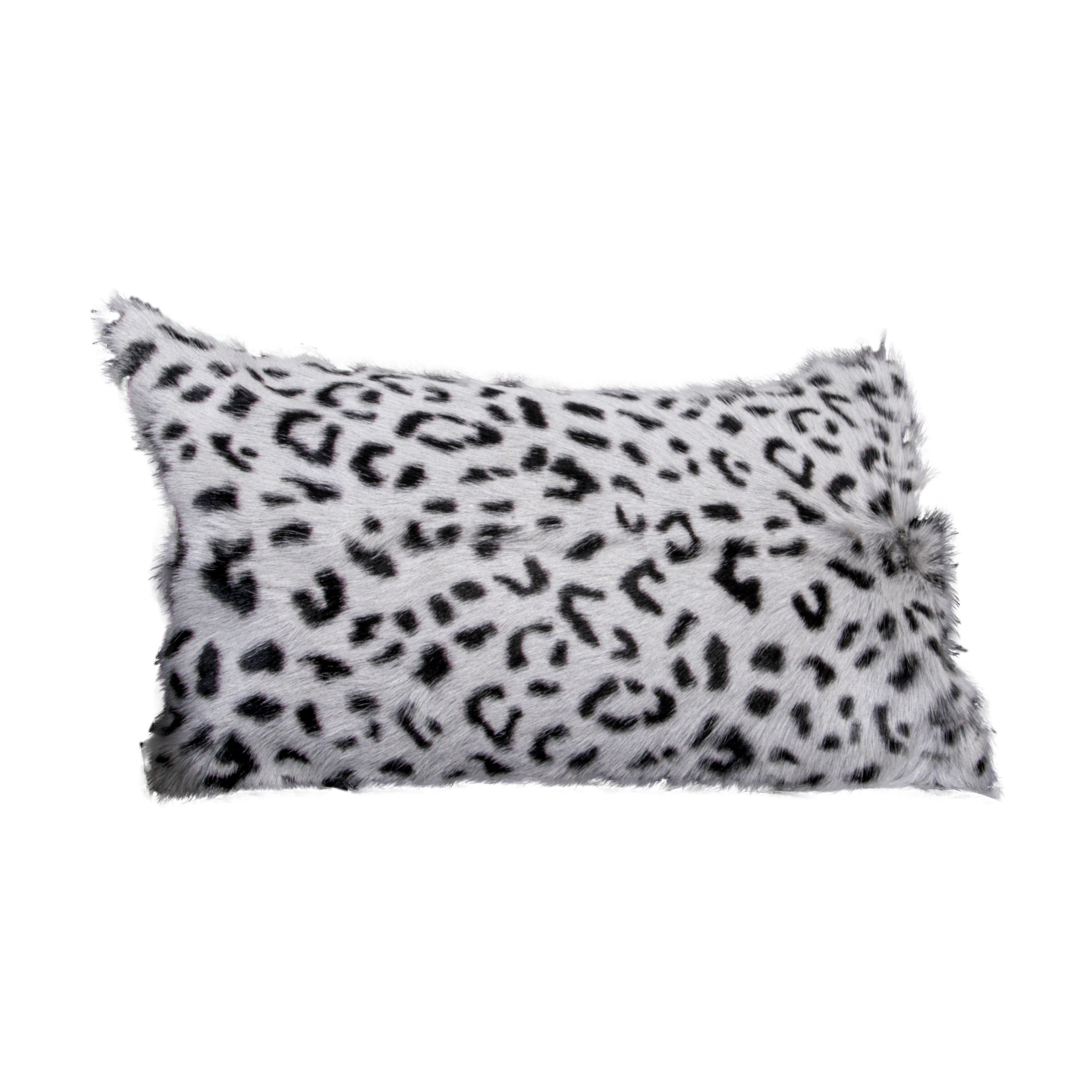 Grey Leopard Goatskin Print Boudoir Cushion - 30x50cm