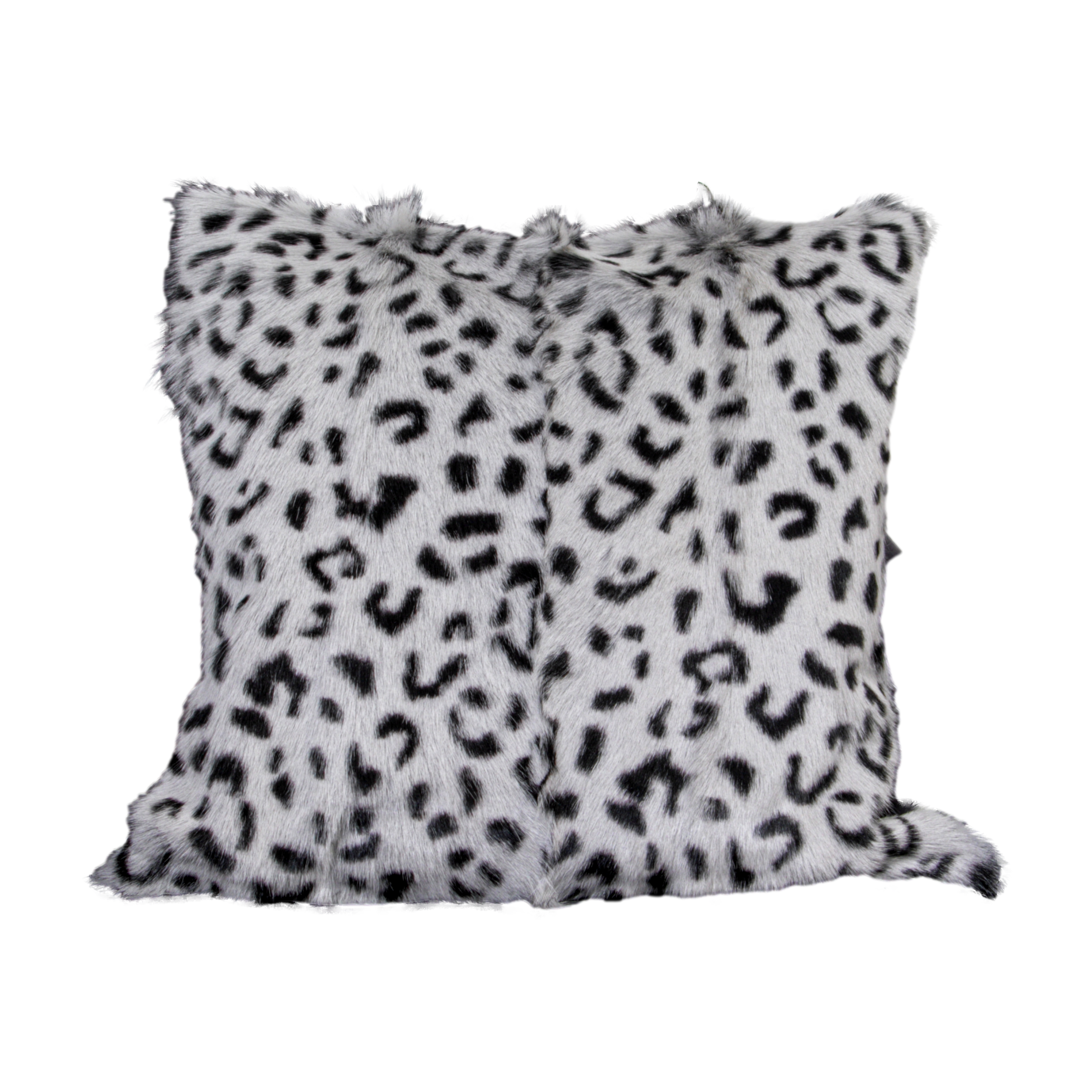 Grey Leopard Goatskin Print Square Cushion - 45x45cm