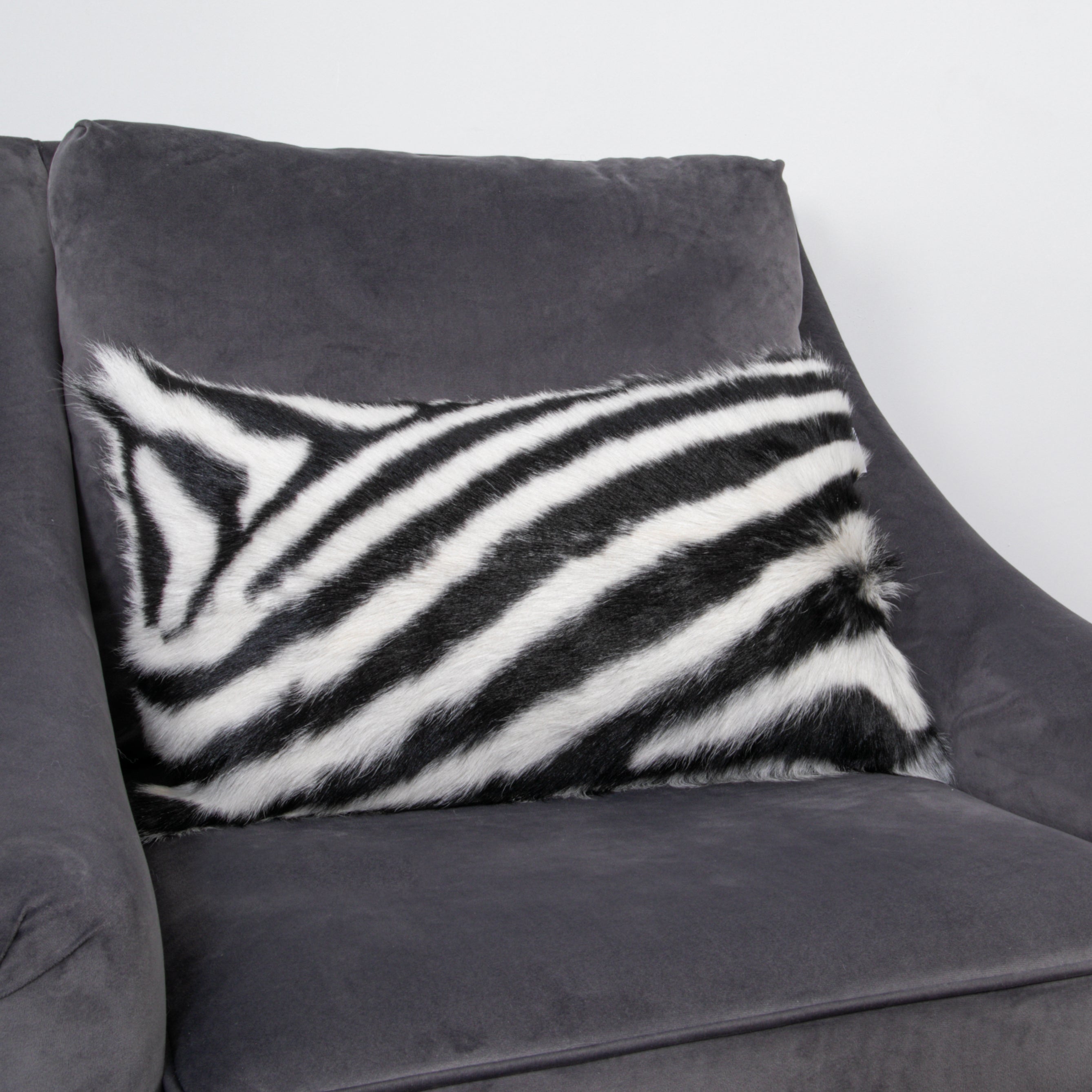 Zebra Print Goatskin Boudoir Cushion - 30x50cm
