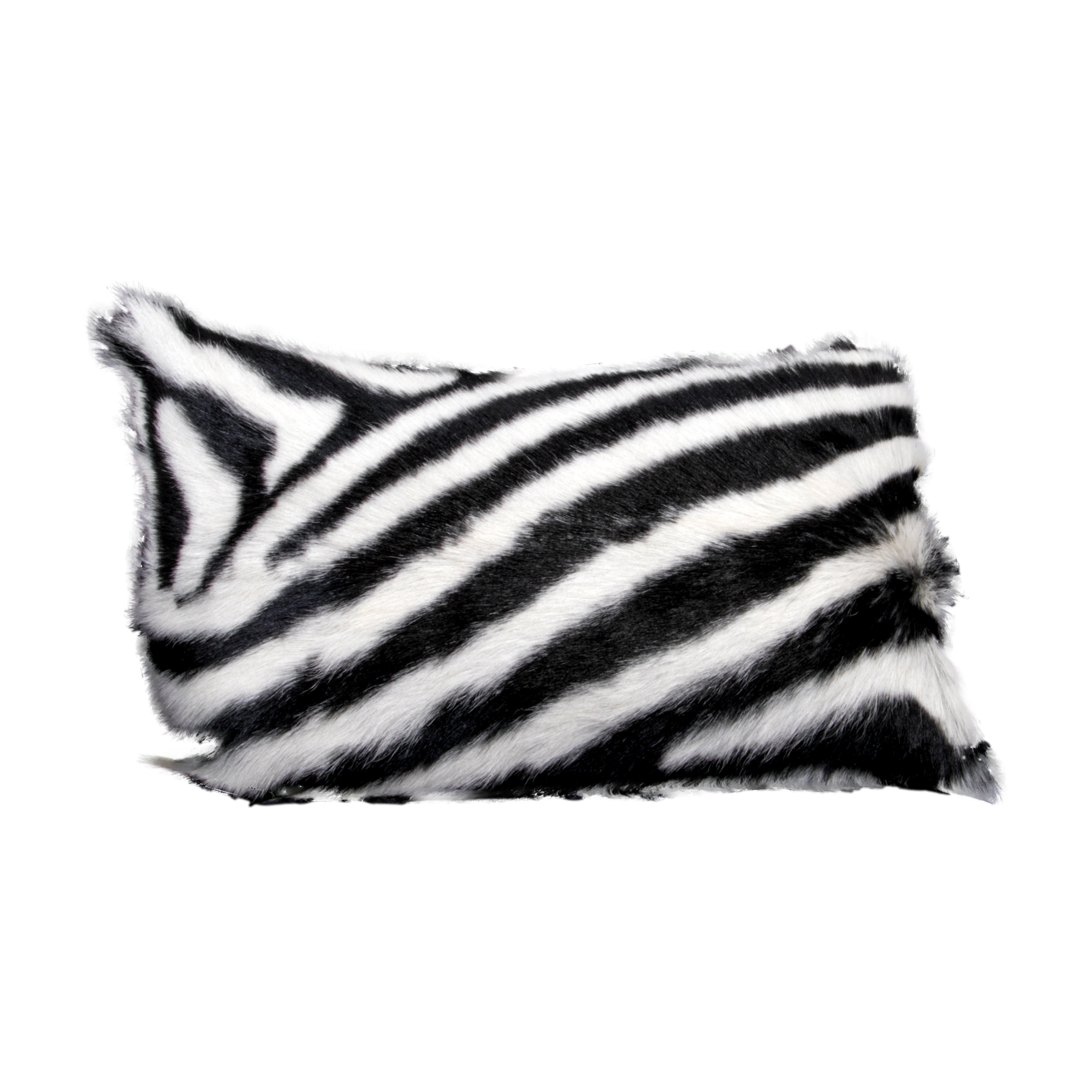 Zebra Print Goatskin Boudoir Cushion - 30x50cm