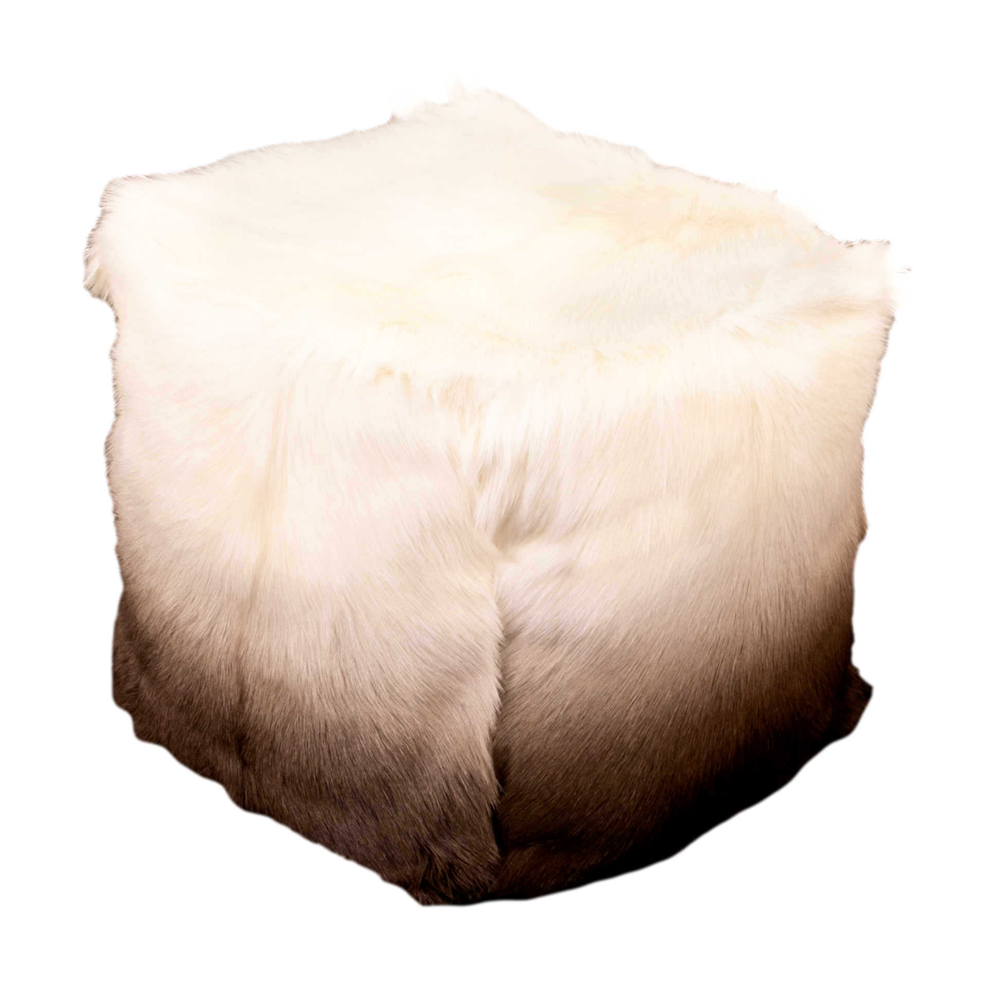 Ivory/Brown Goatskin Ombré Pouf