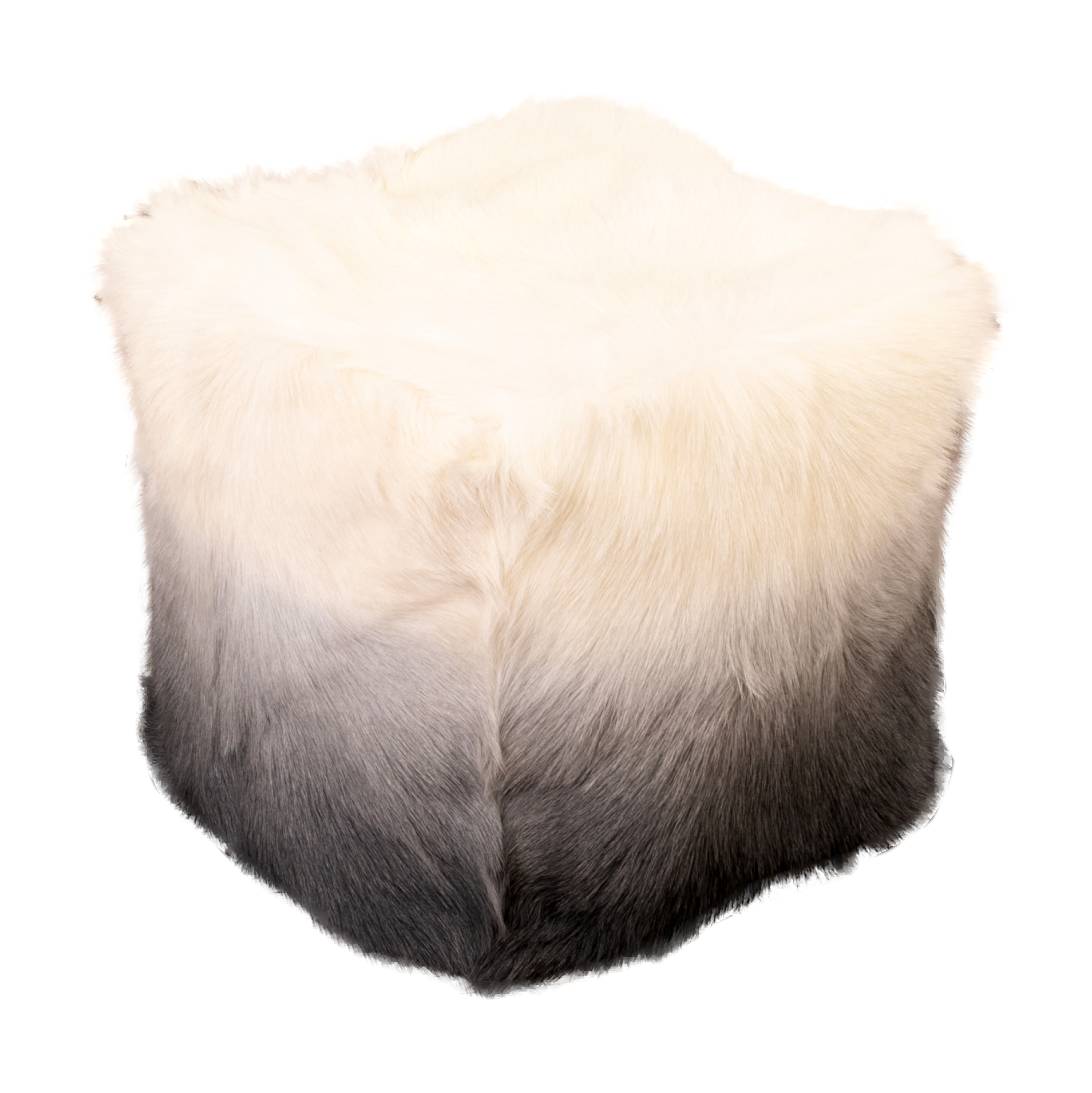 Ivory/Charcoal Goatskin Ombré Pouf