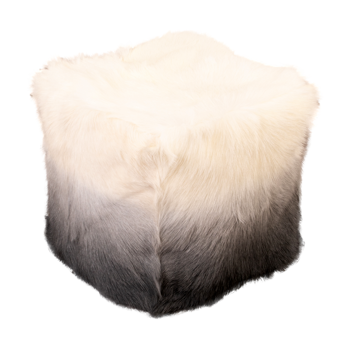 Ivory/Charcoal Goatskin Ombré Pouf