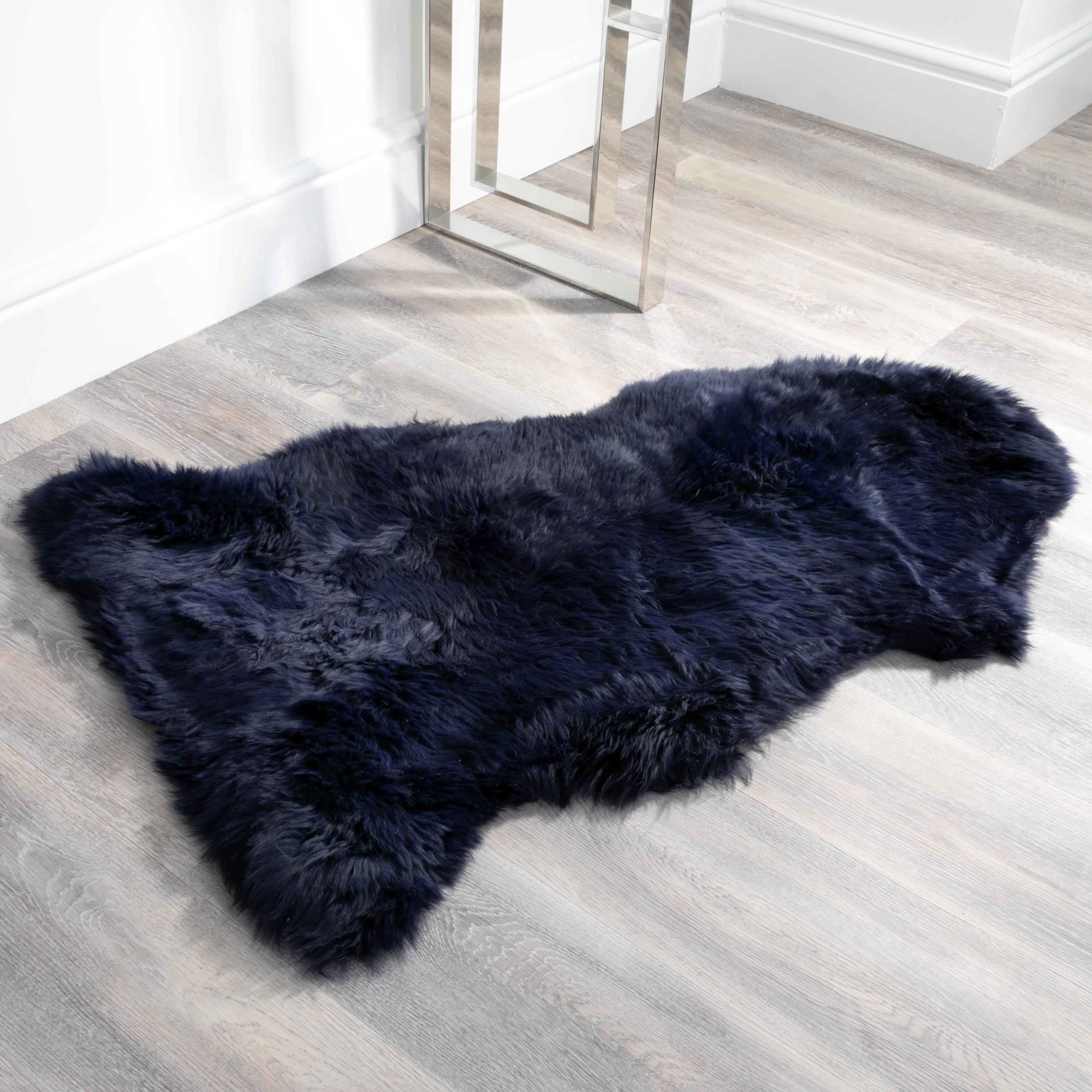 Premium Navy Blue Sheepskin Rug