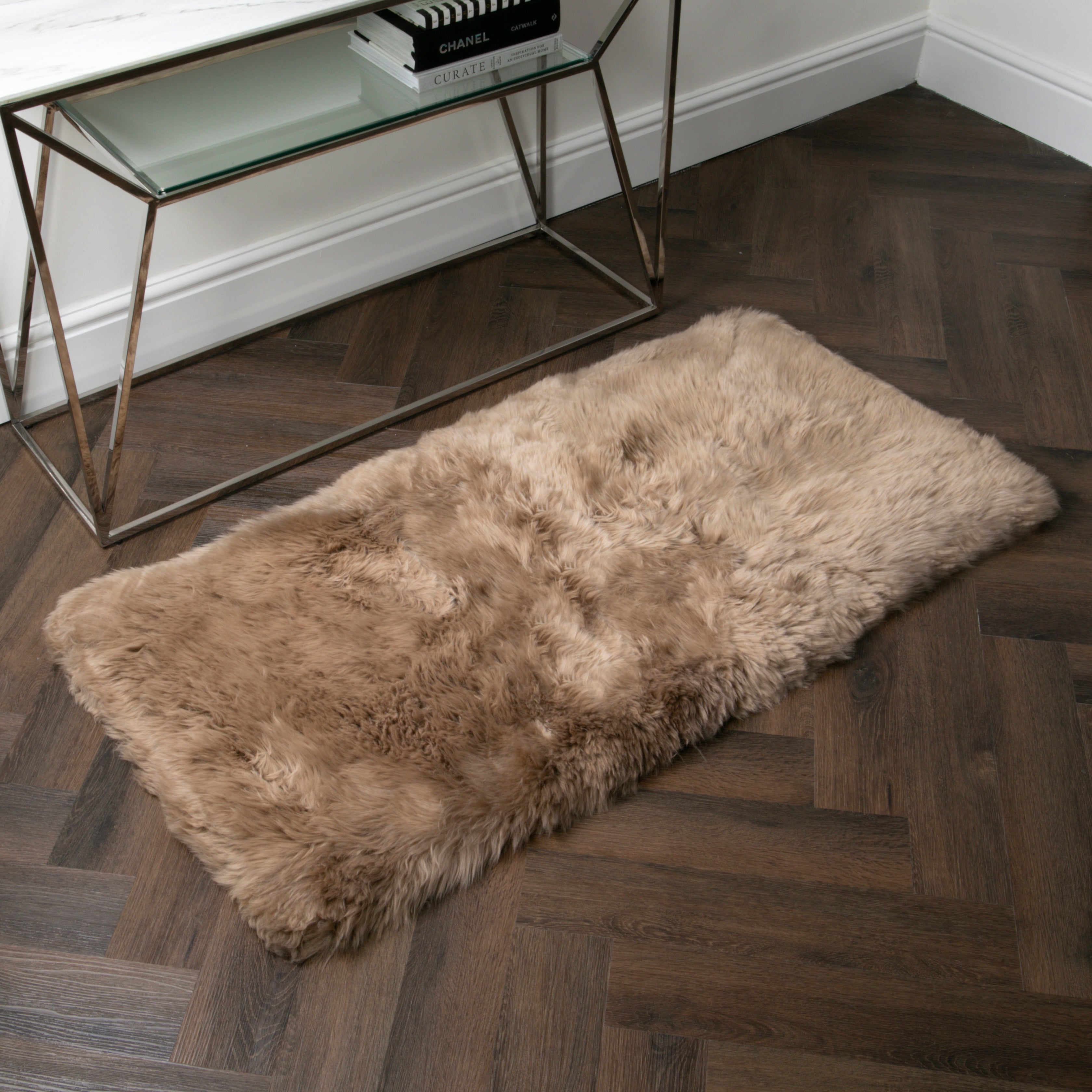 Light Brown Rectangle Sheepskin Rug - 70 x 140cm