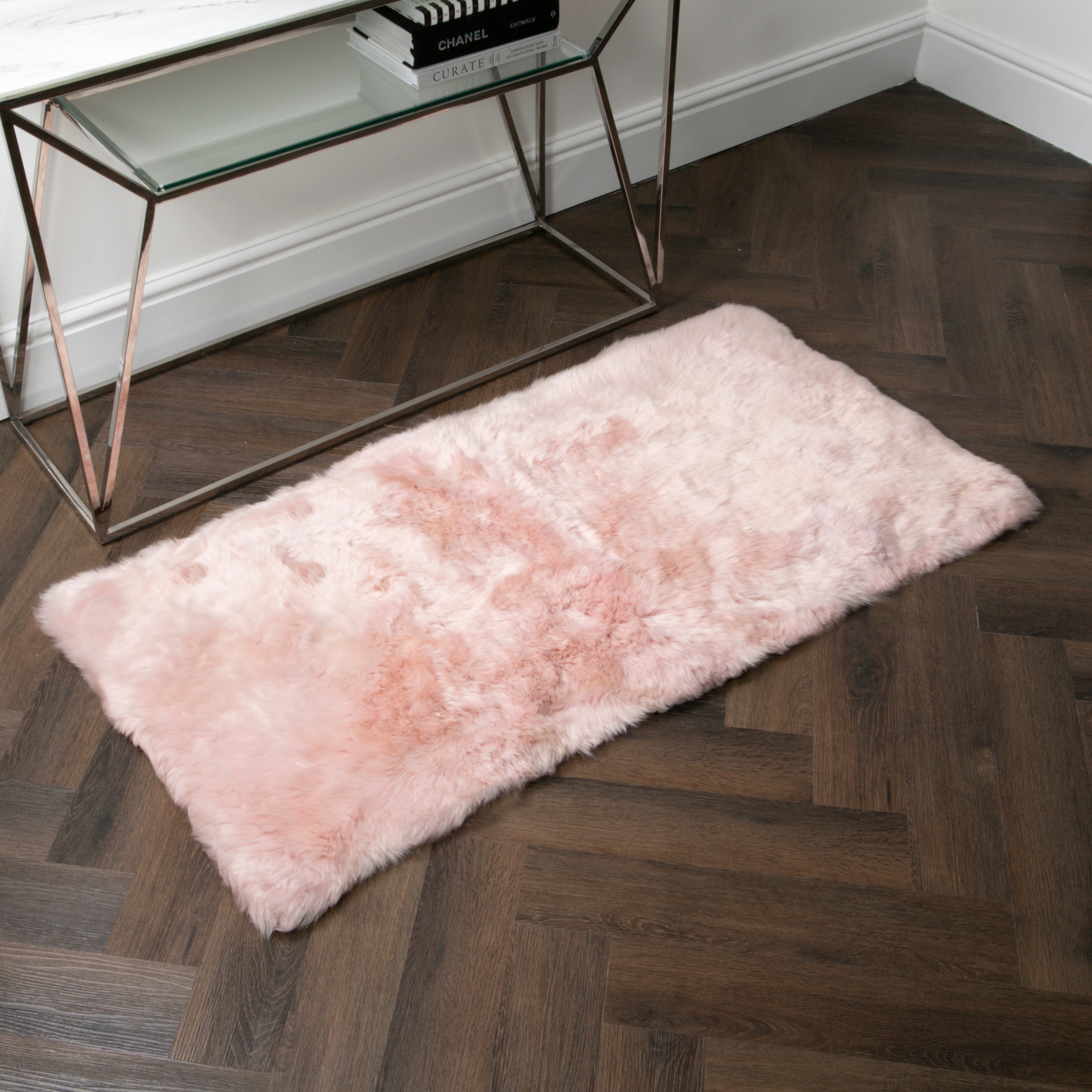 Pink Rectangle Sheepskin Rug - 70 x 140cm