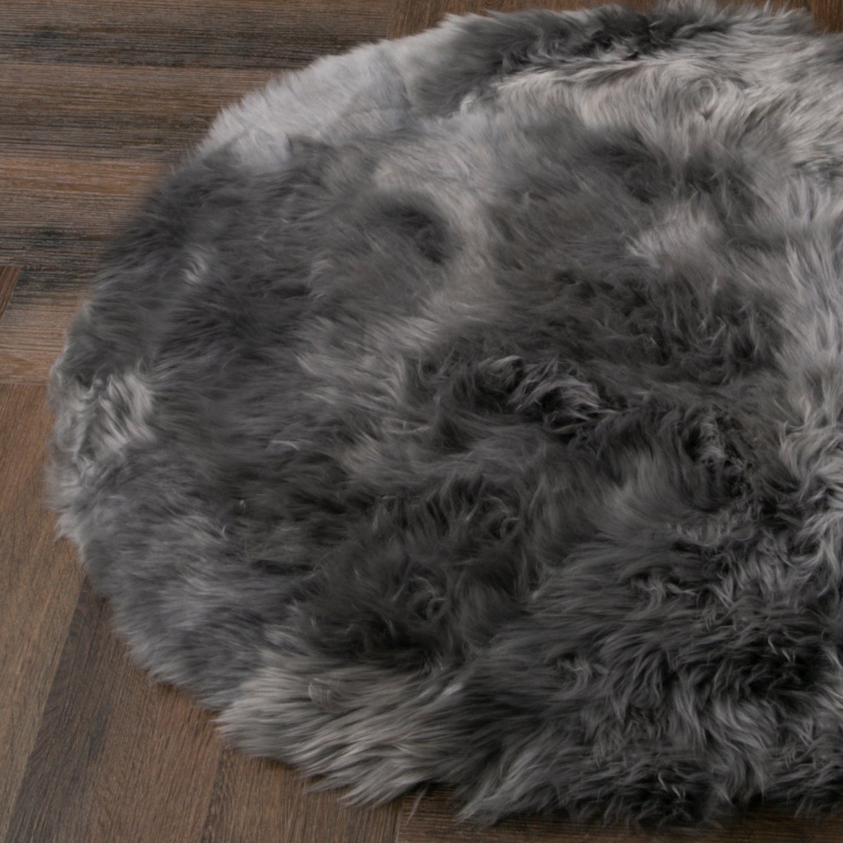 Grey Round Sheepskin Rug - 70cm