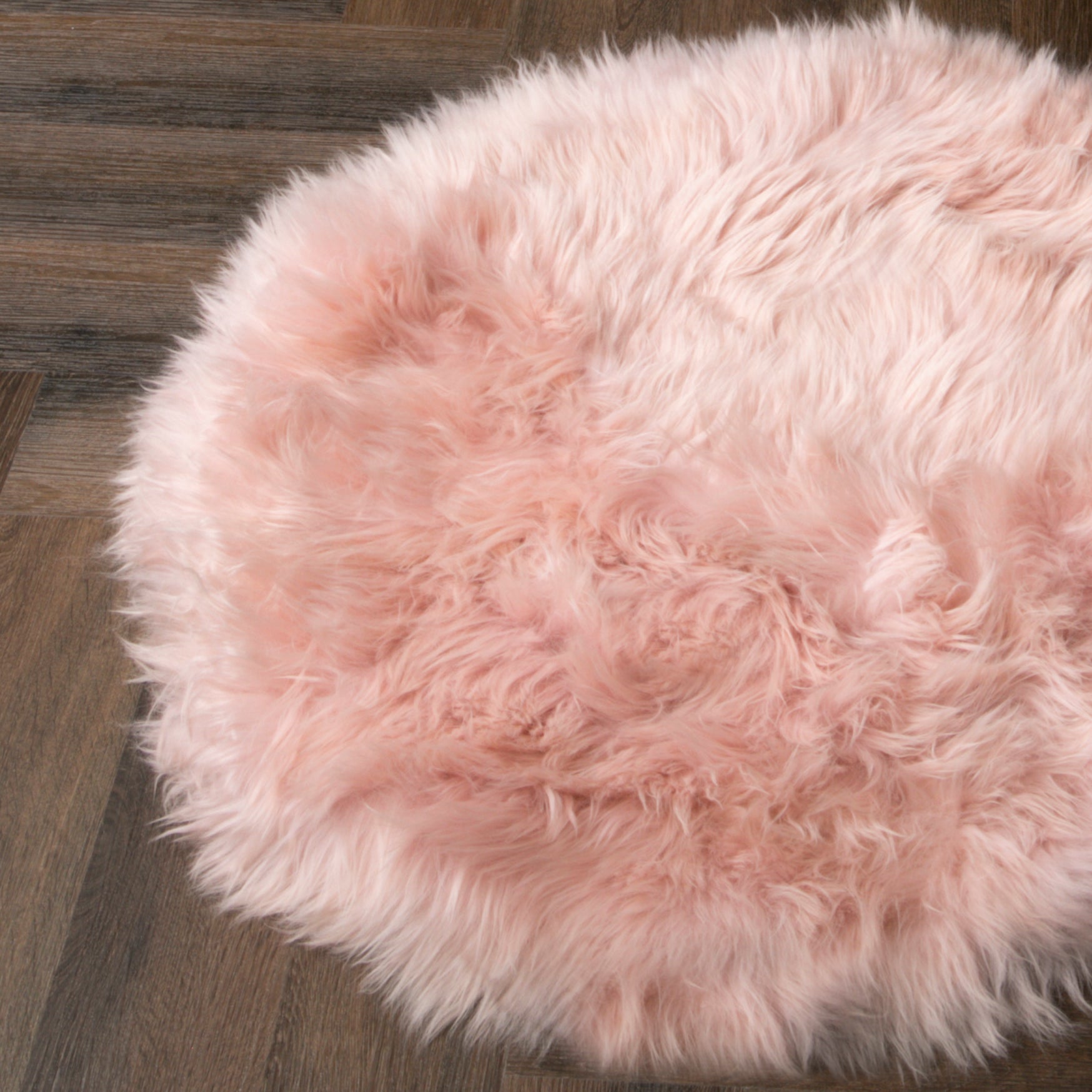 Pink Round Sheepskin Rug - 70cm