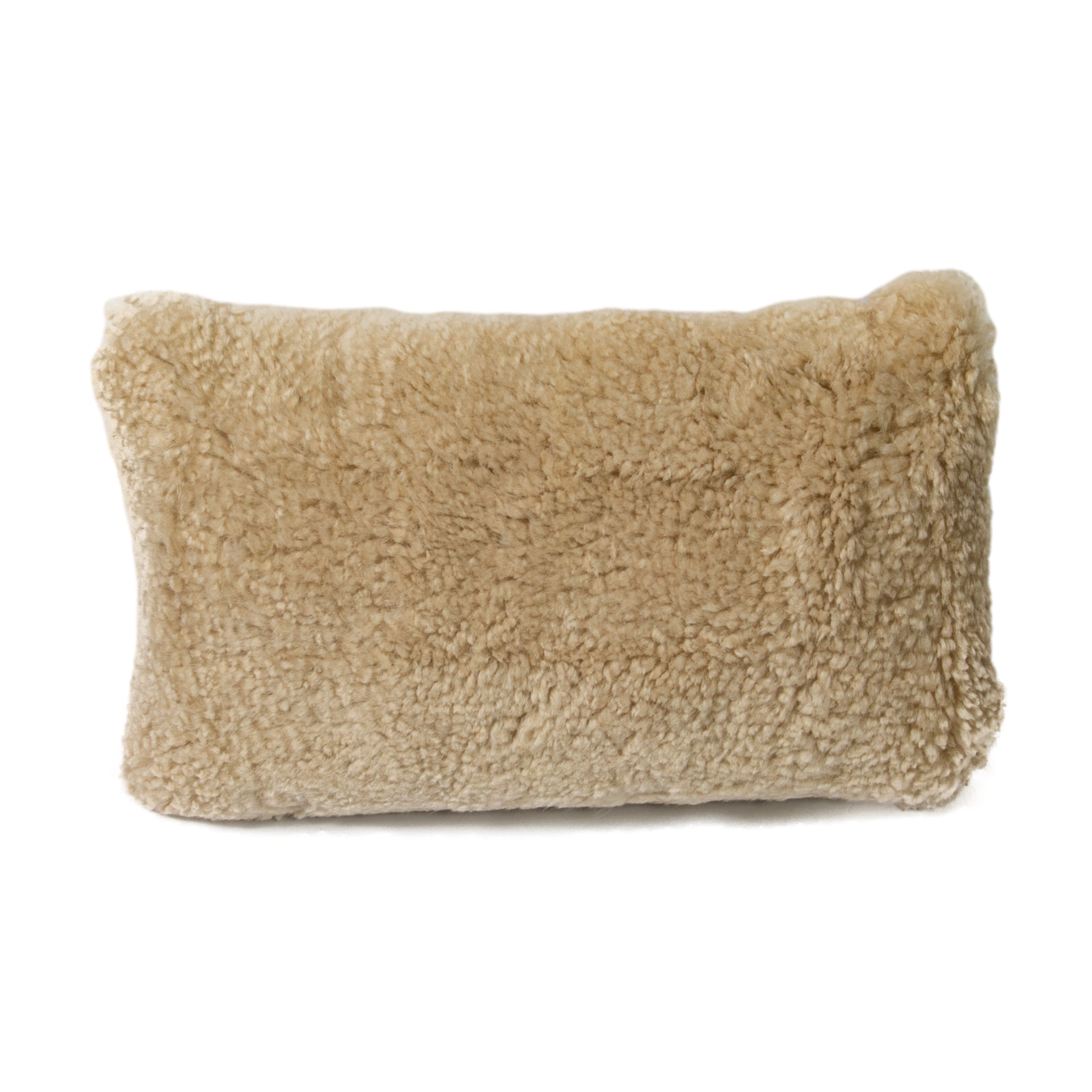Beige Short Pile Sheepskin Boudoir Cushion - 30x50cm