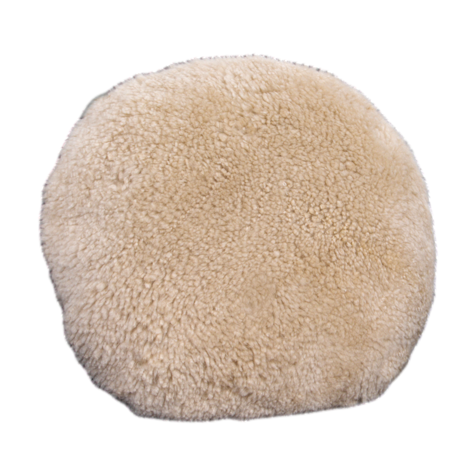 Beige Round Short Pile Sheepskin Cushion