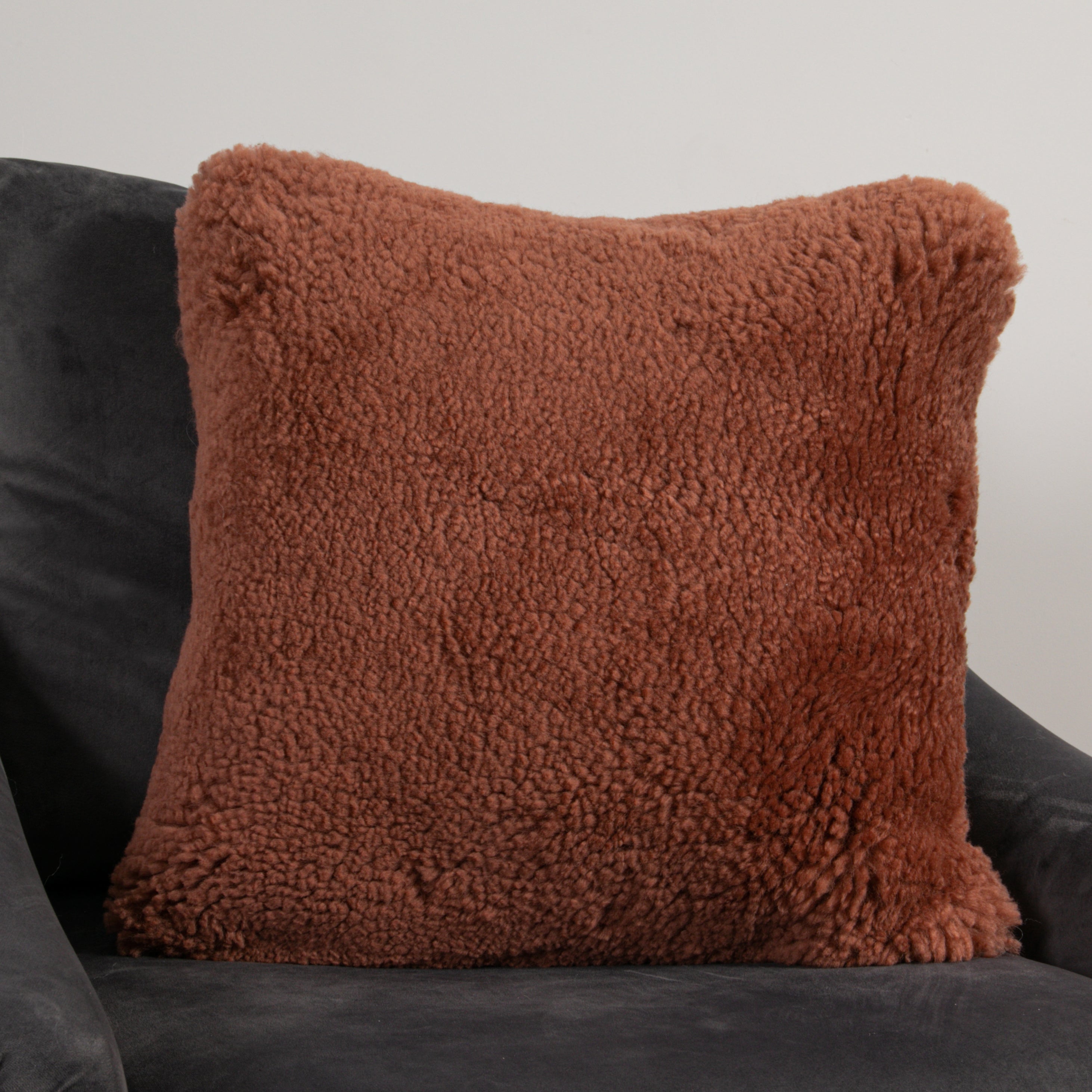 Coral Short Pile Sheepskin Square Cushion - 45x45cm