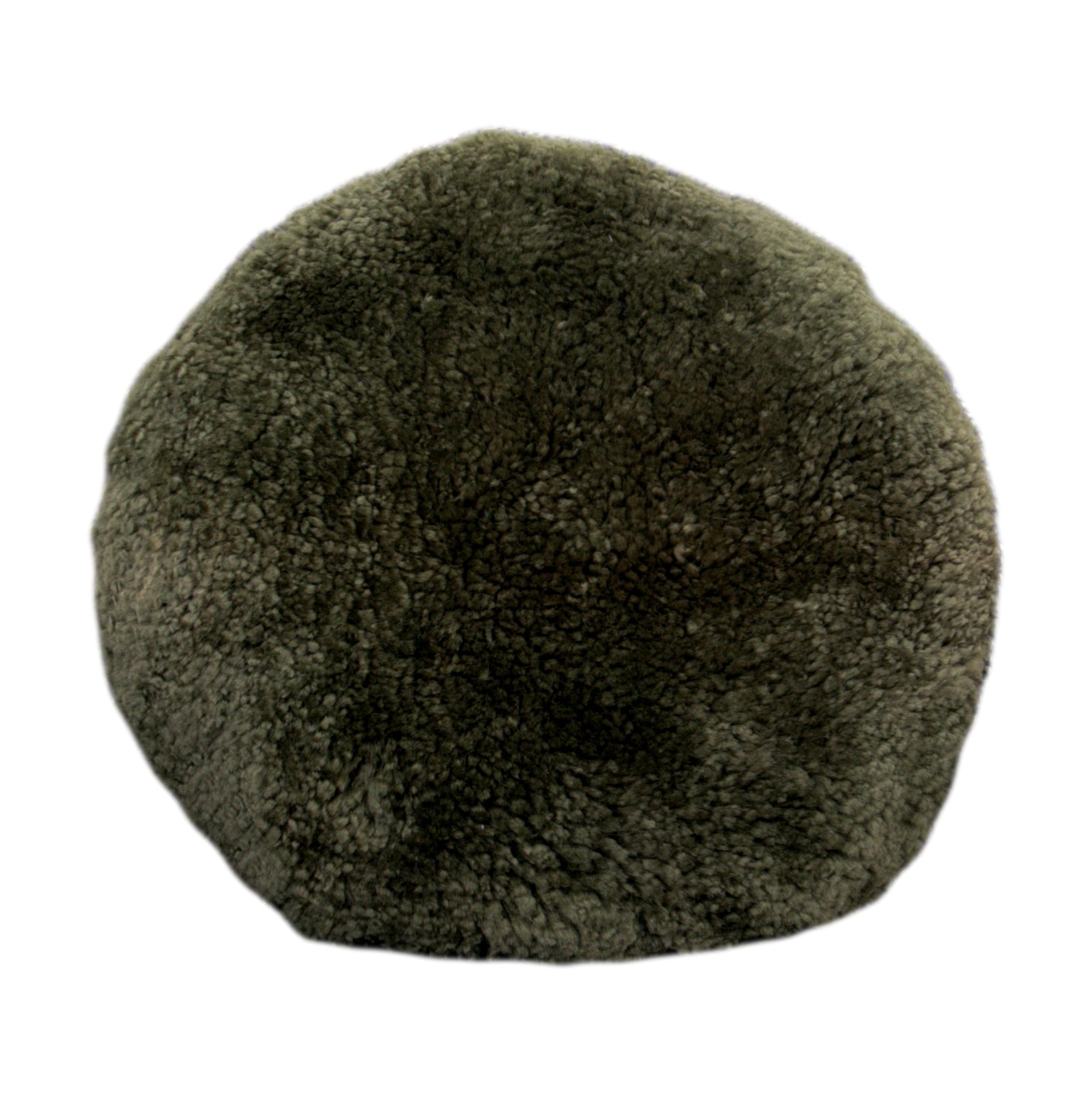 Khaki Round Green Short Pile Sheepskin Cushion