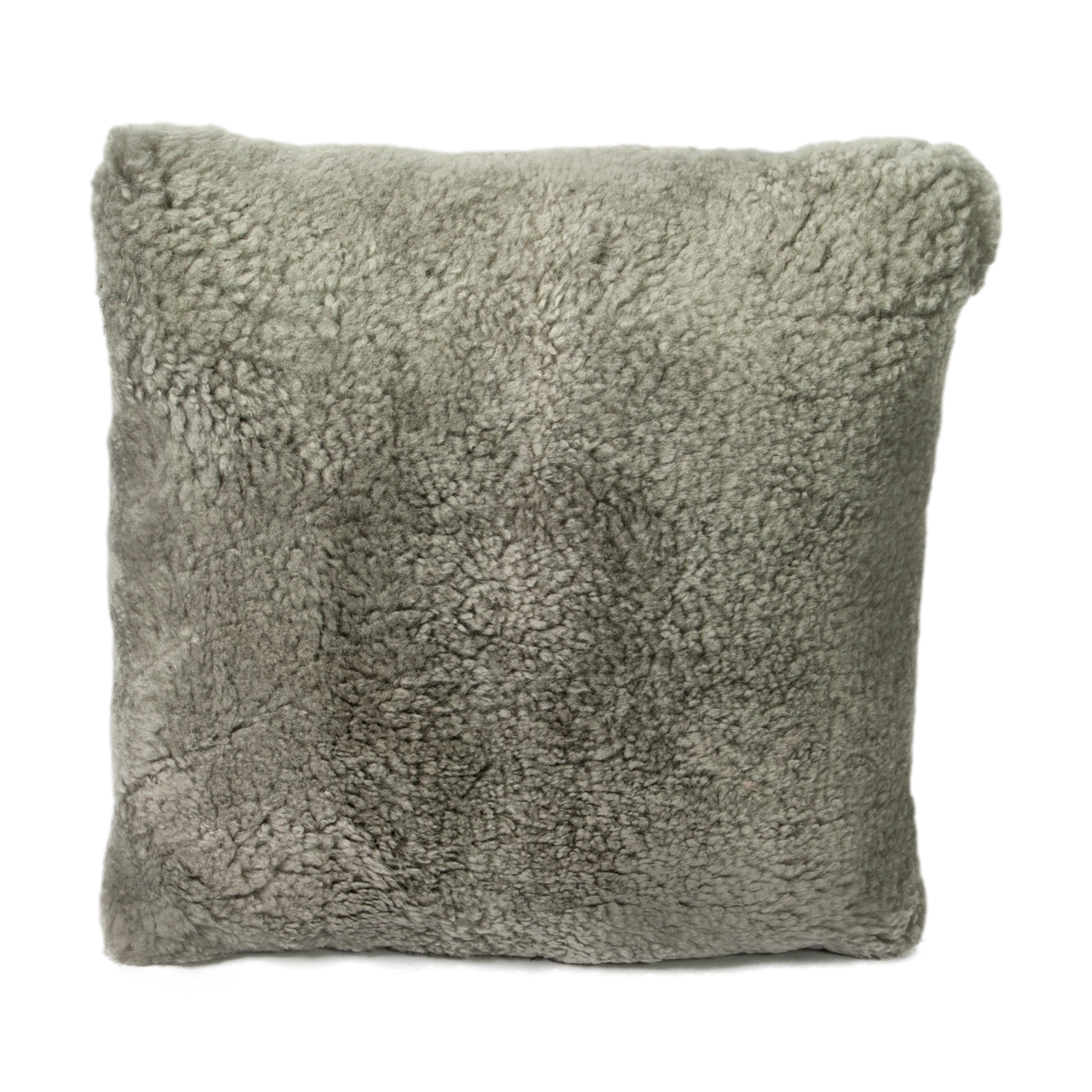 Grey Short Pile Sheepskin Square Cushion - 45x45cm